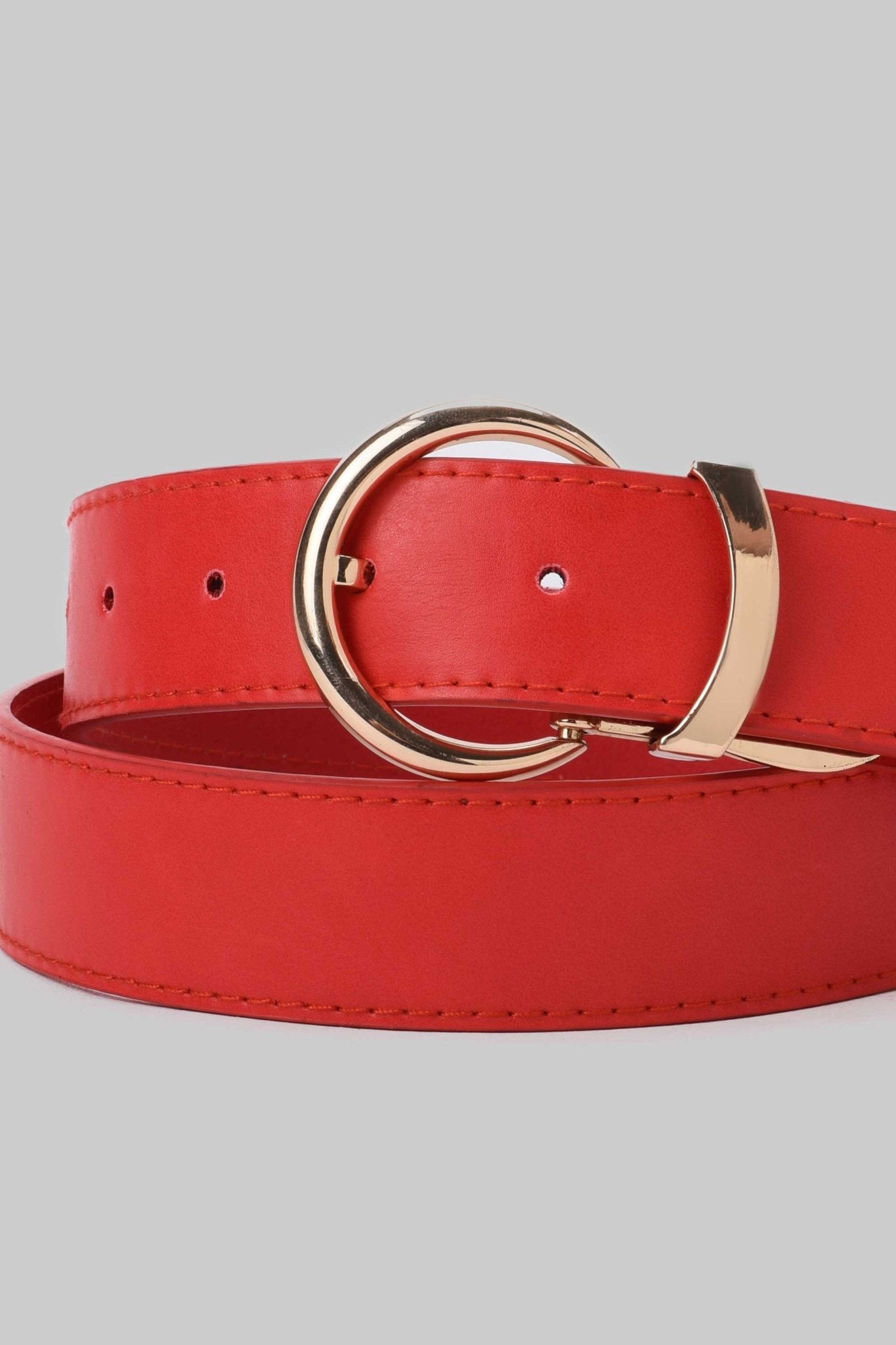 Belt | Red Smooth Faux Leather Belt Belt CZBELT - Cizaro Jeans