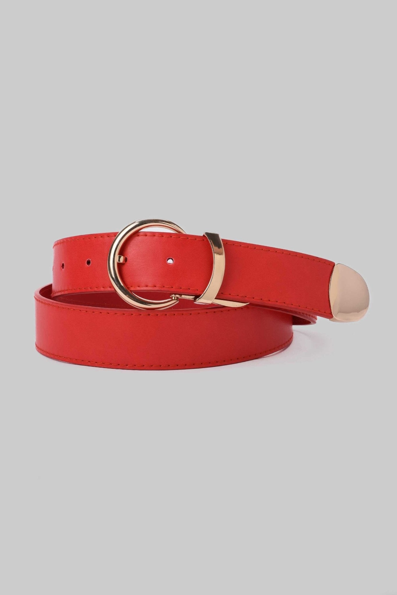 Belt | Red Smooth Faux Leather Belt Belt CZBELT - Cizaro Jeans