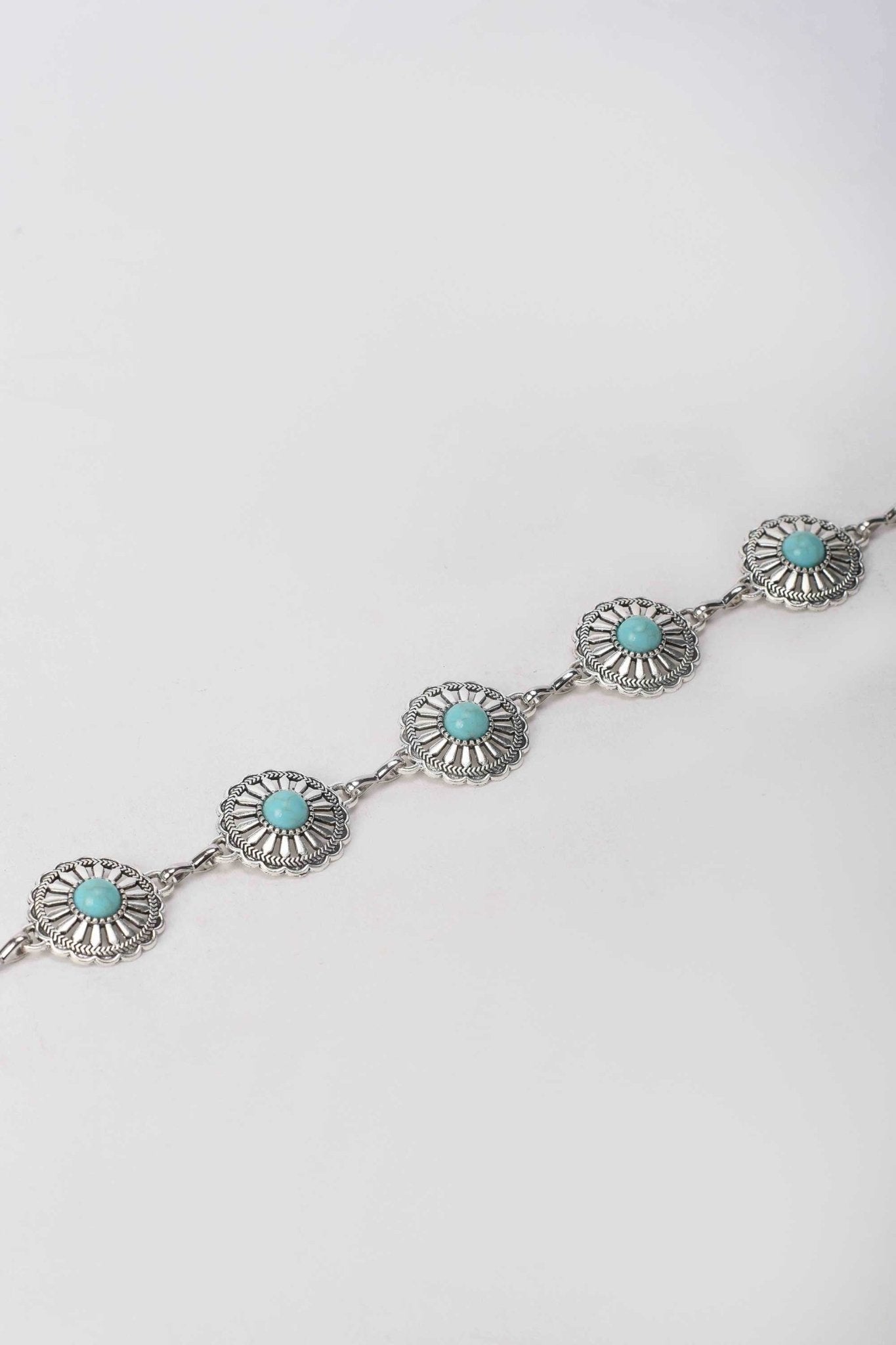 Belt | The Boho Charm Belt – Silver Chain with Turquoise Stone Details Belt - Acc CZBELT - Cizaro Jeans
