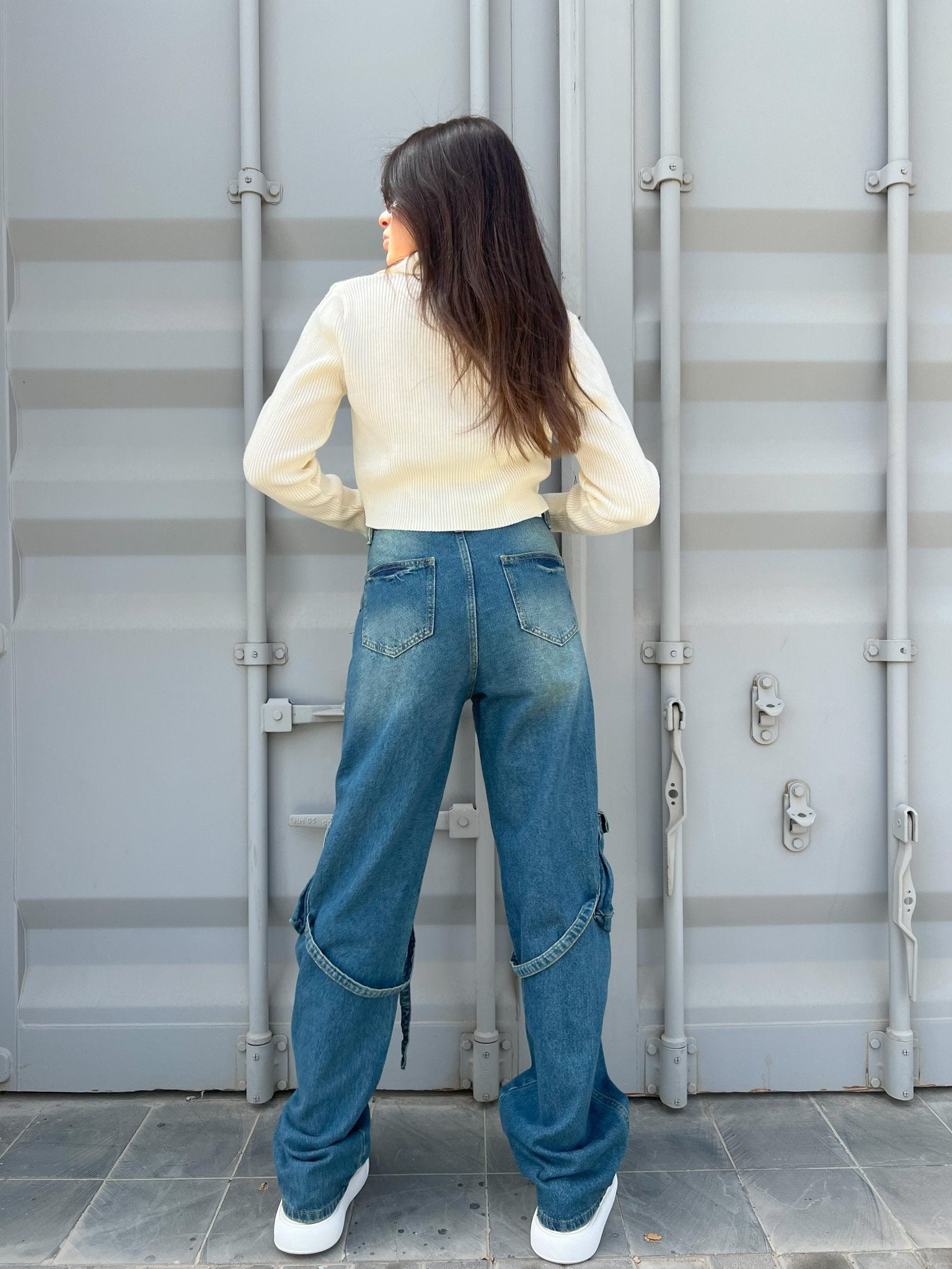 Medium Vintage Blue Cargo Jeans. Cargo CIZARO    - Cizaro Jeans