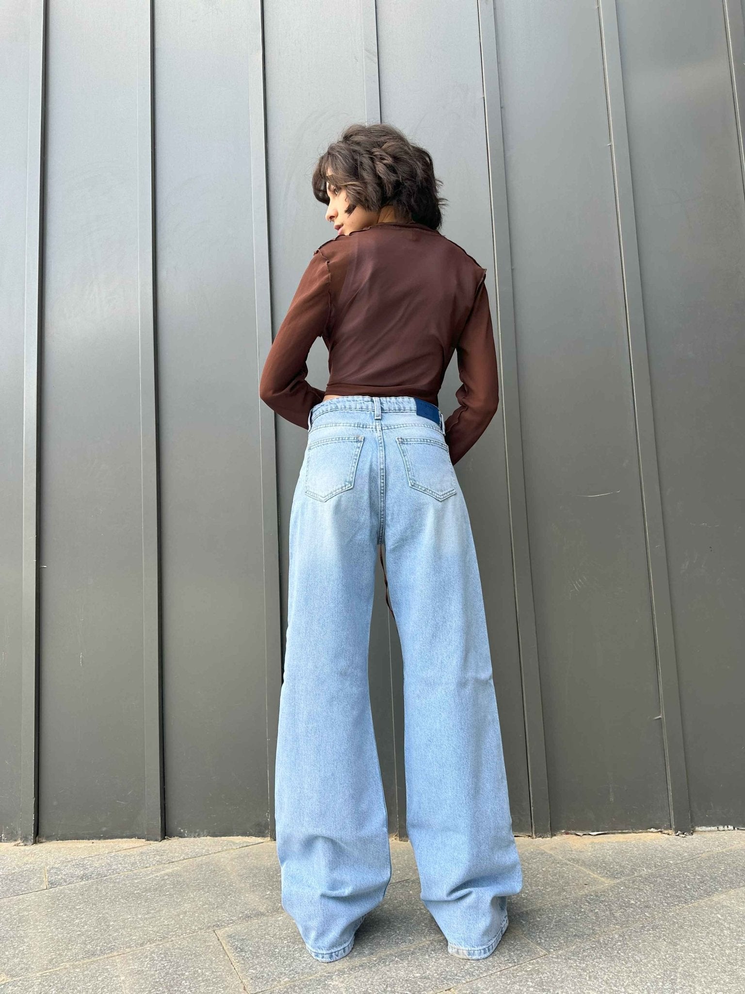 Wide Leg - Light Acid Wash Jeans. Wide Leg CIZARO    - Cizaro Jeans