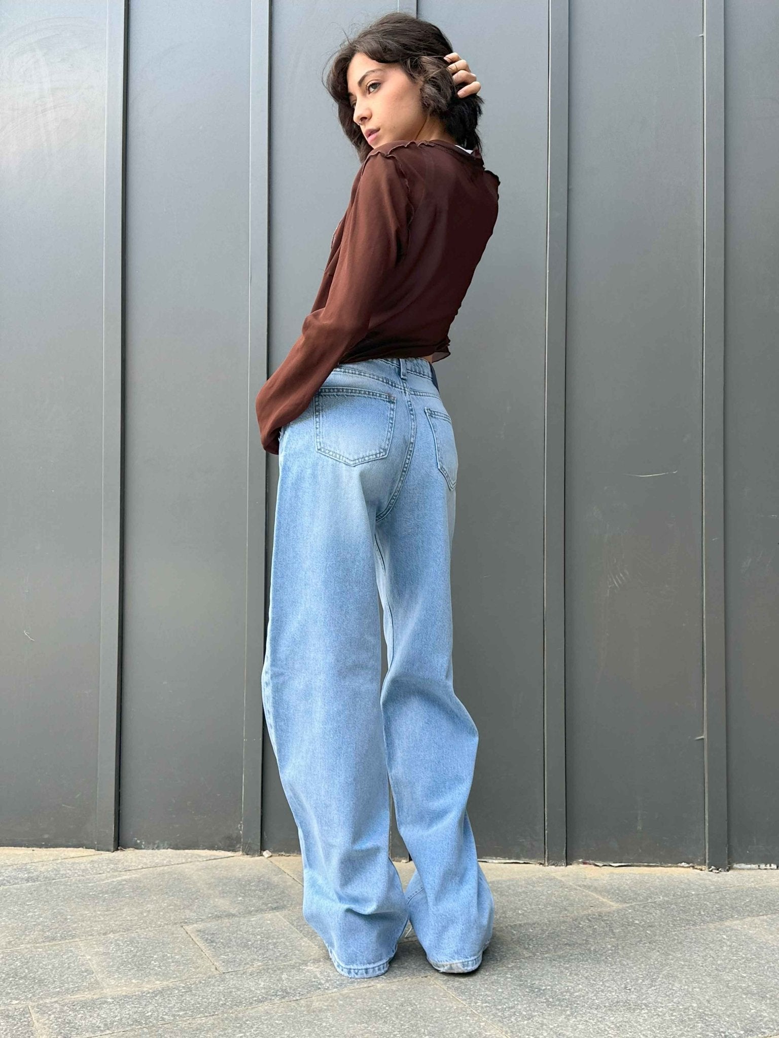 Wide Leg - Light Acid Wash Jeans. Wide Leg CIZARO    - Cizaro Jeans