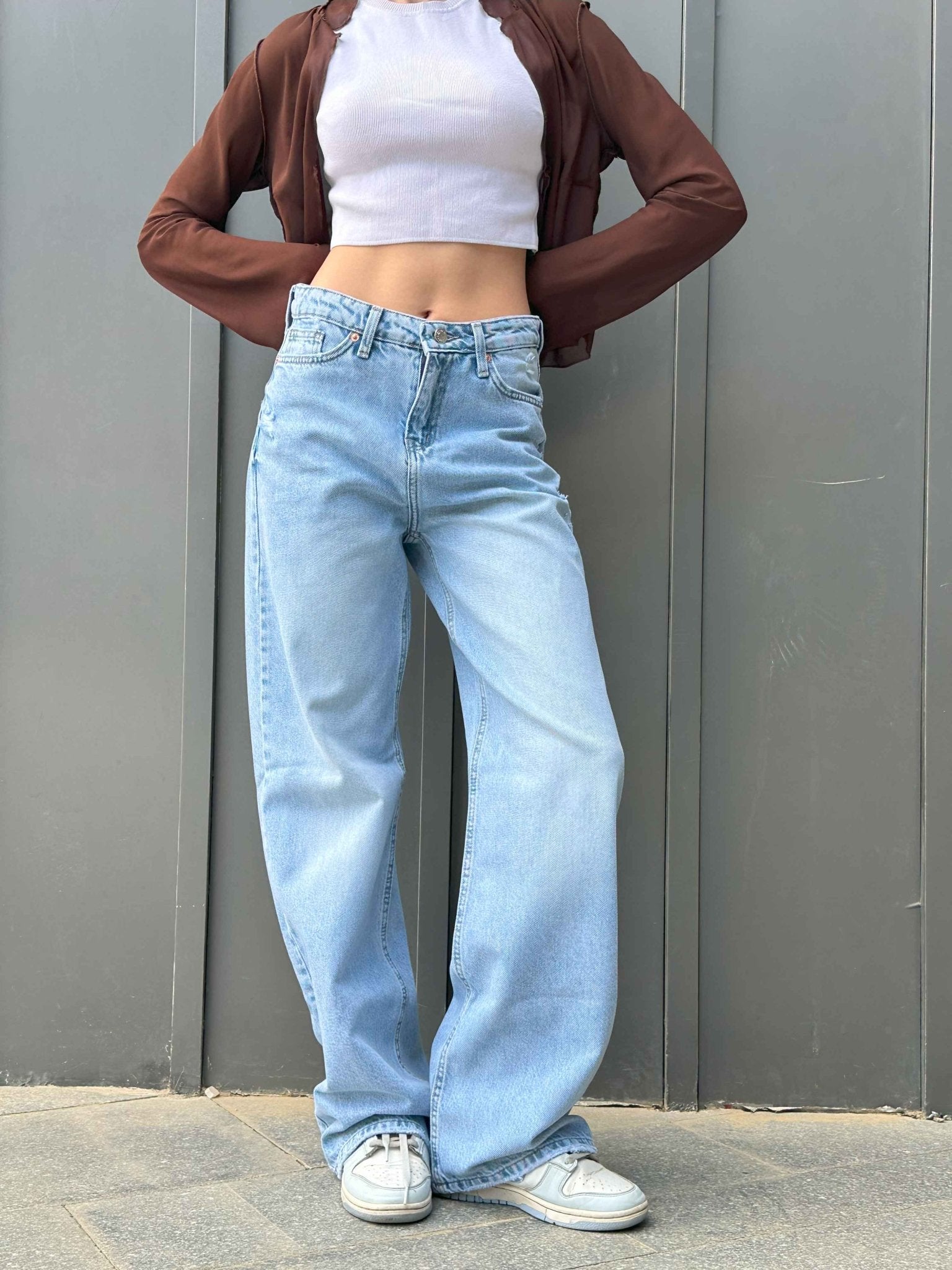 Wide Leg - Light Acid Wash Jeans. Wide Leg CIZARO    - Cizaro Jeans