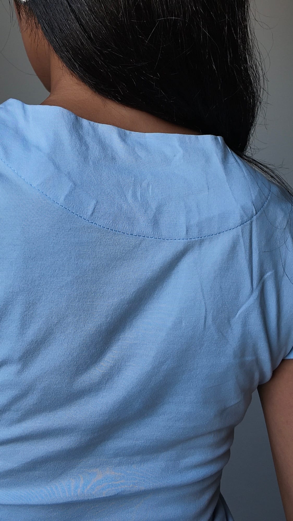 Short Sleeve Crew-Neck Fitted Top pastel blue