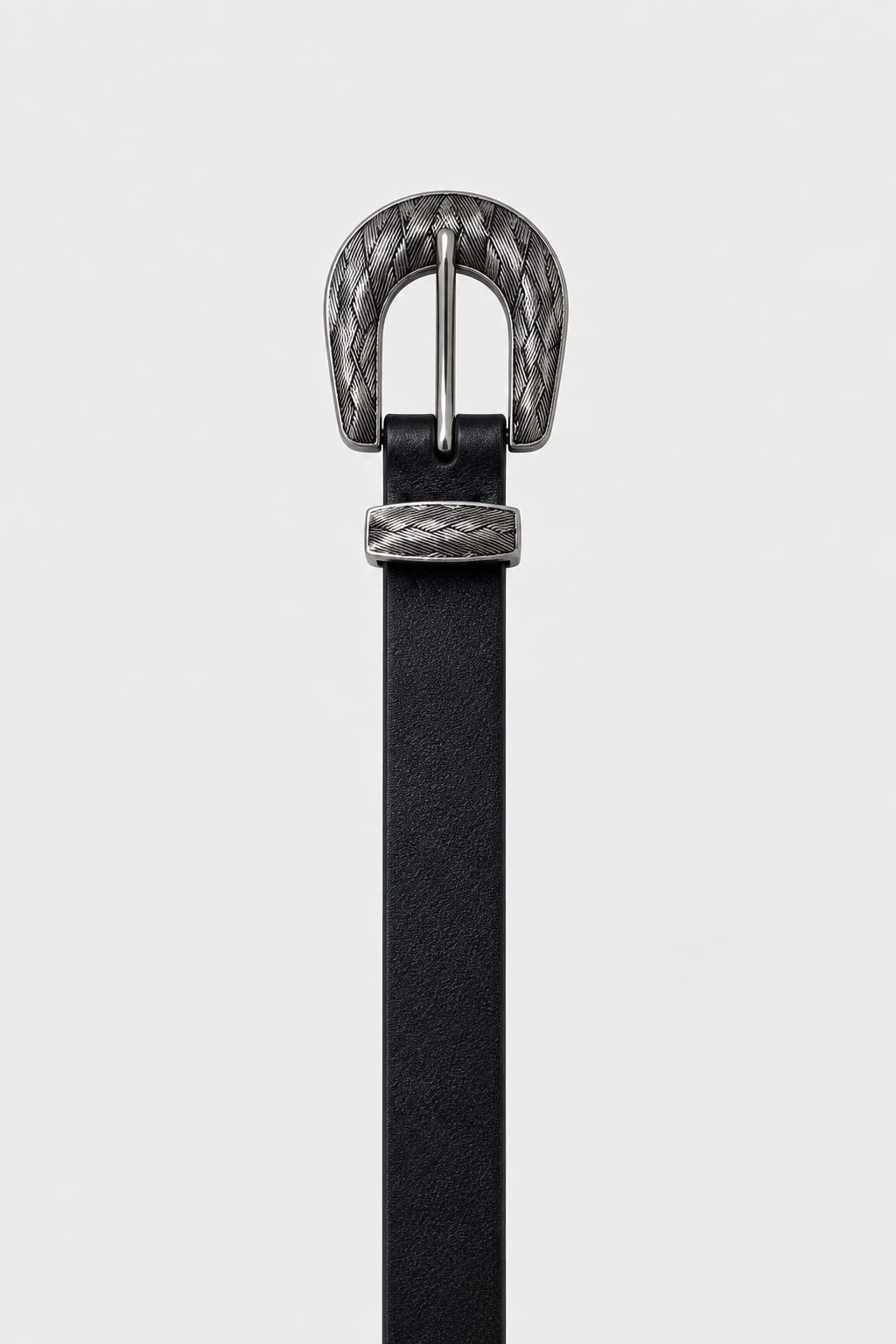 Belt | Black Western Engraved Antique Silver Hardware