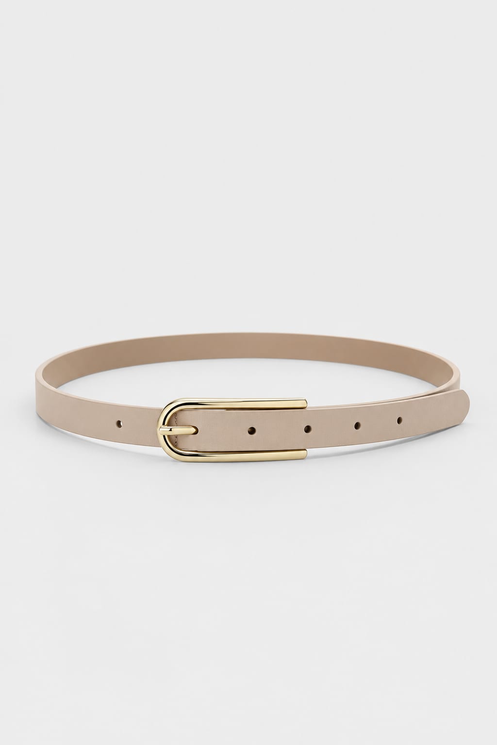 Belt | Beige Slim Gold-Buckle