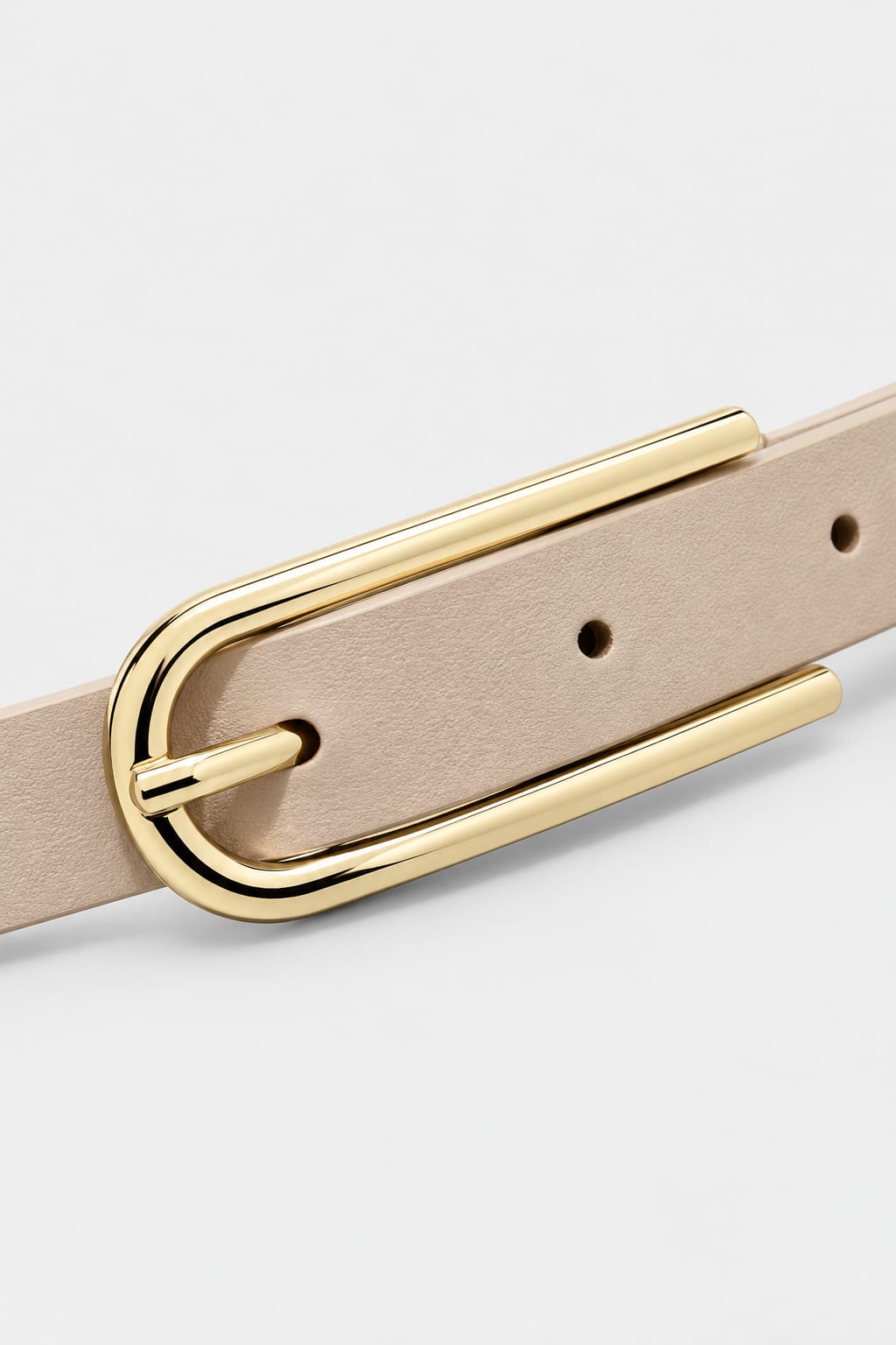 Belt | Beige Slim Gold-Buckle