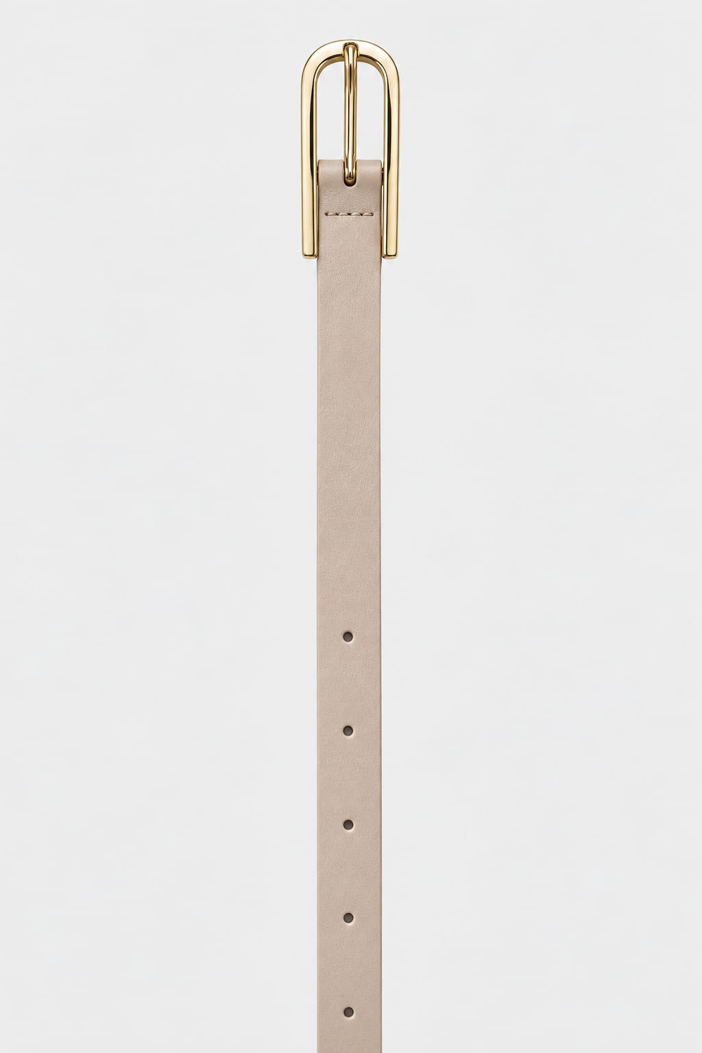 Belt | Beige Slim Gold-Buckle