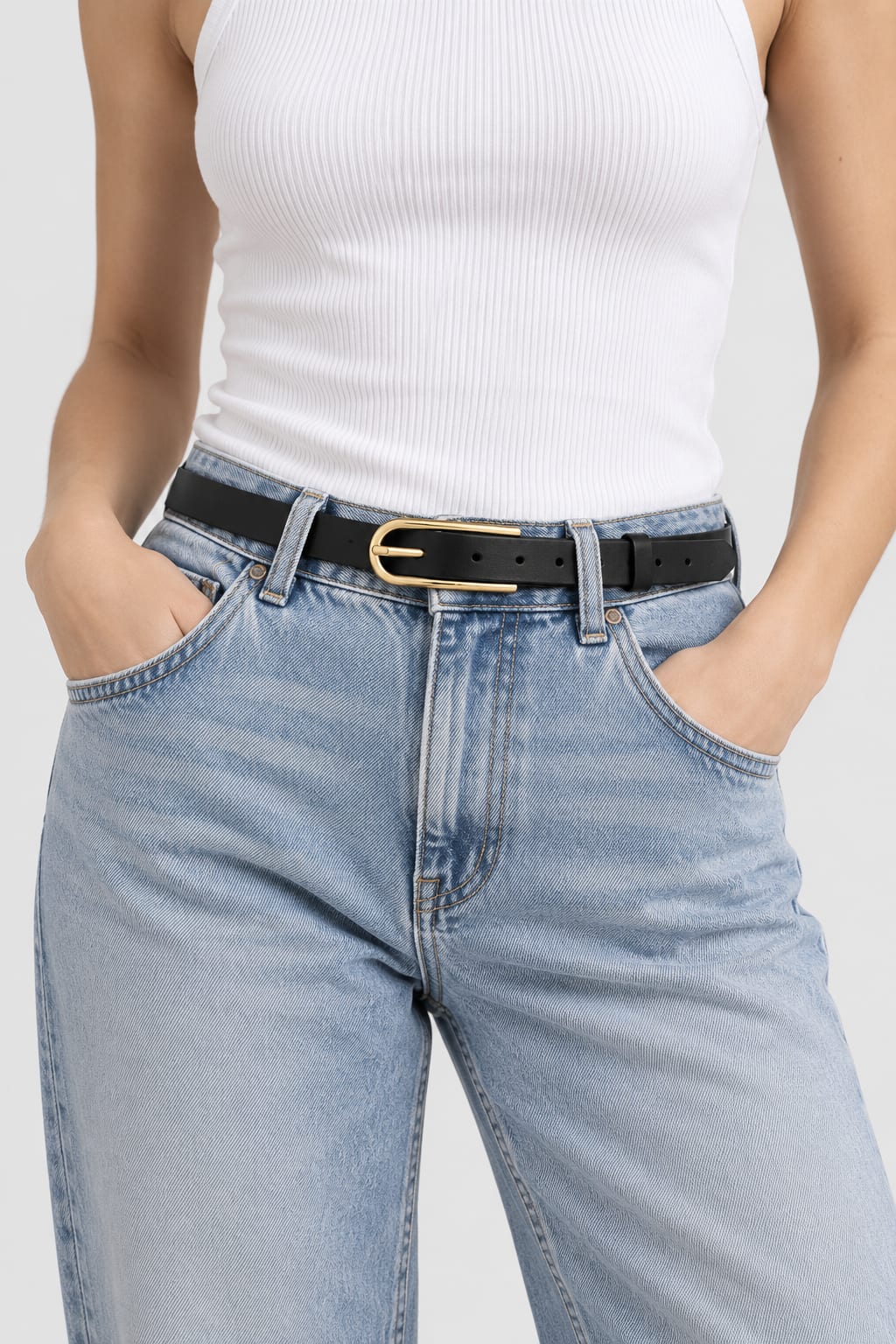 Belt | Black Slim Gold-Buckle