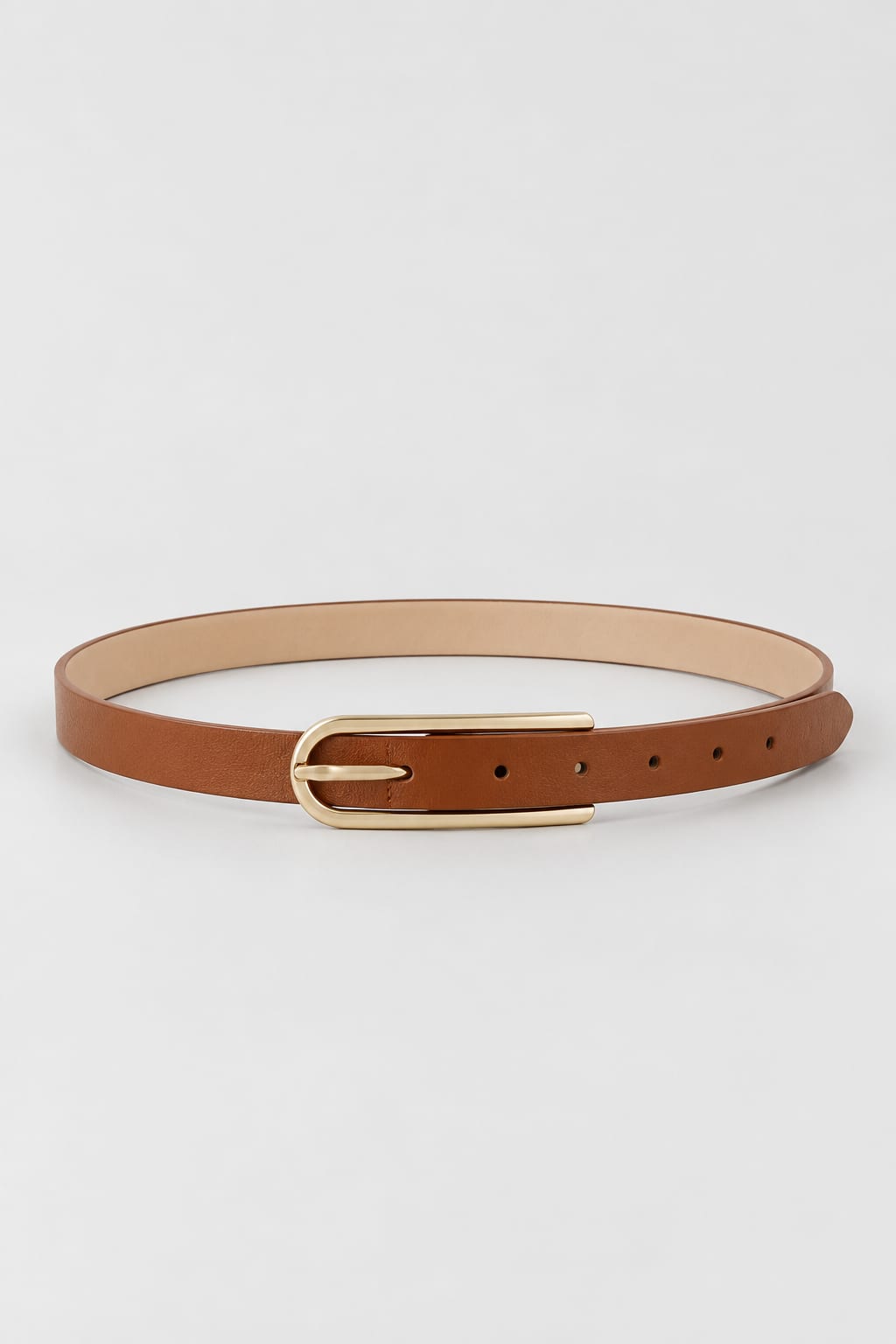 Belt | Honey Brown Slim Gold Oval Buckle