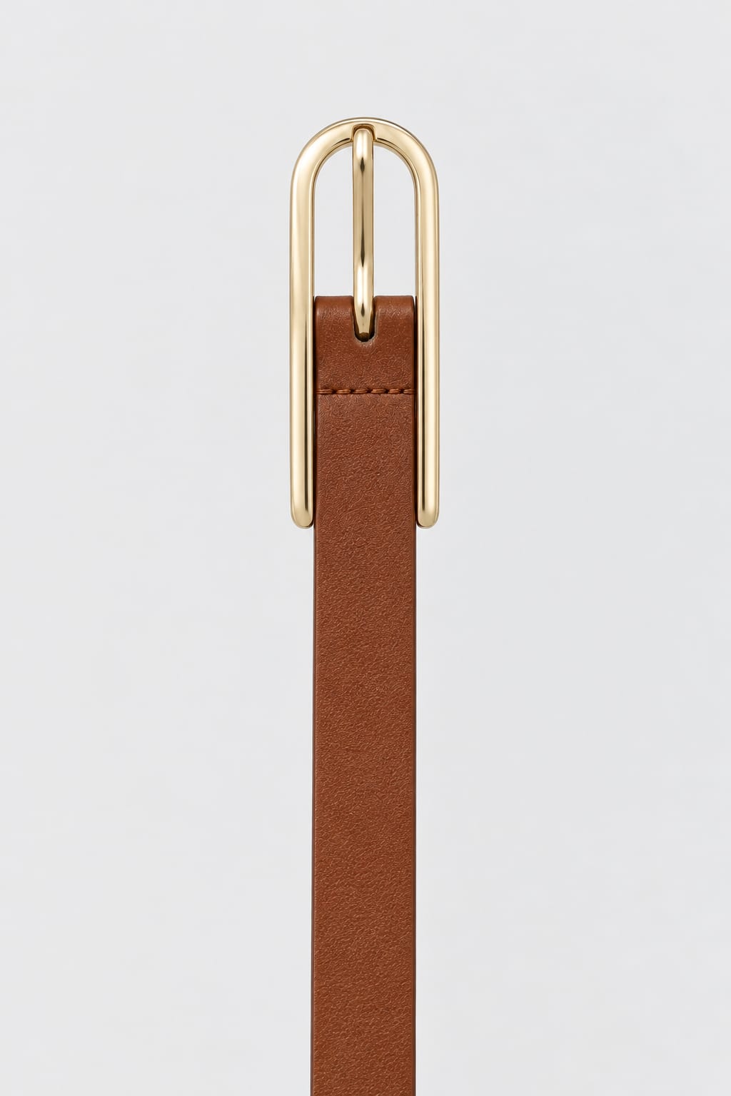 Belt | Honey Brown Slim Gold Oval Buckle