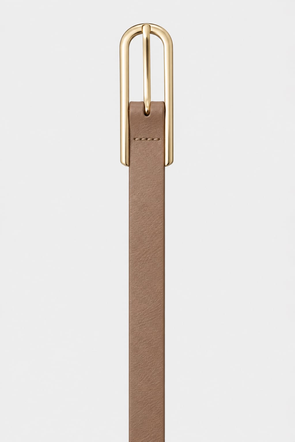 Camel Slim Belt with Elongated Gold Buckle