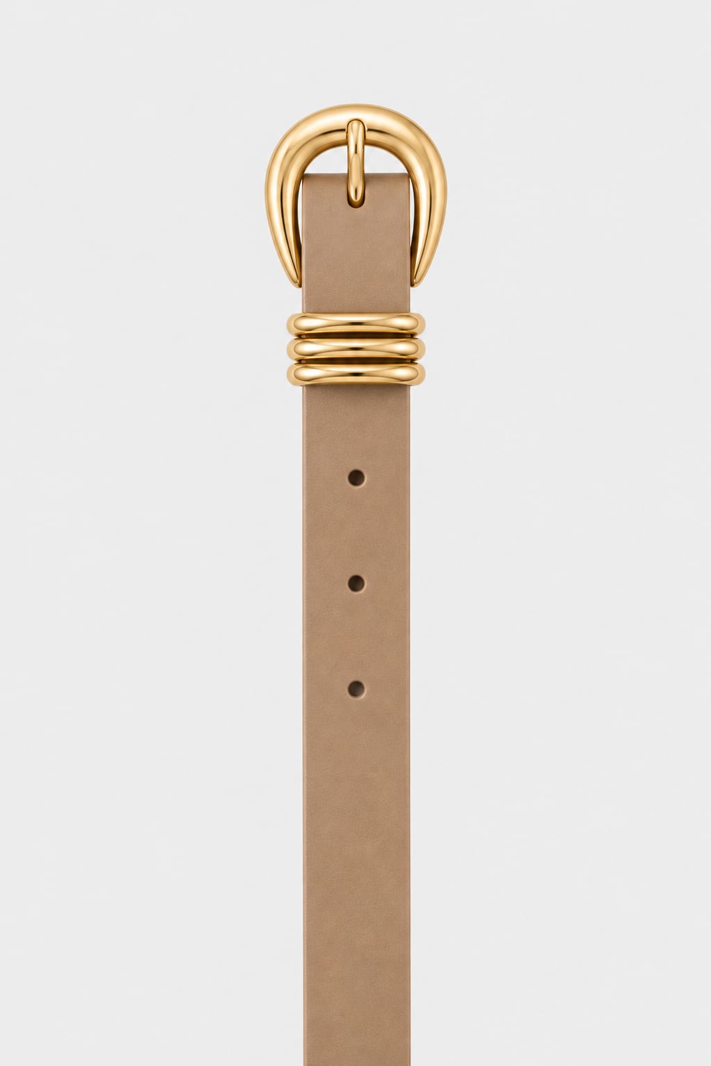 Belt | Beige Triple-Loop Gold-Buckle