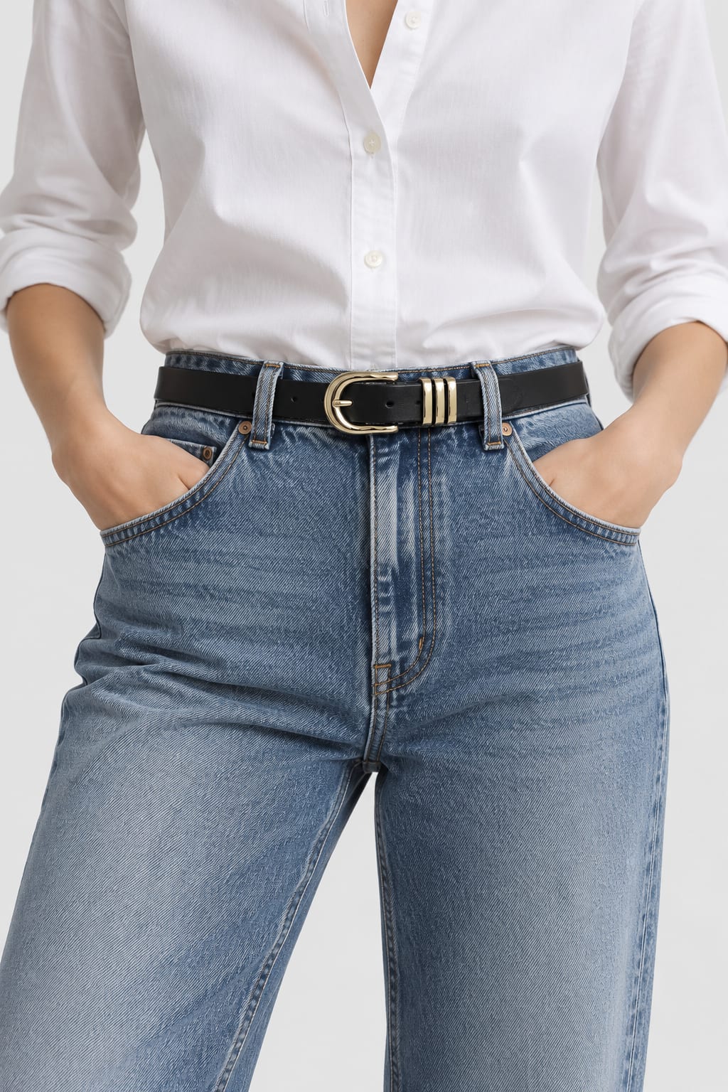 Belt | Black Triple-Loop Gold-Buckle