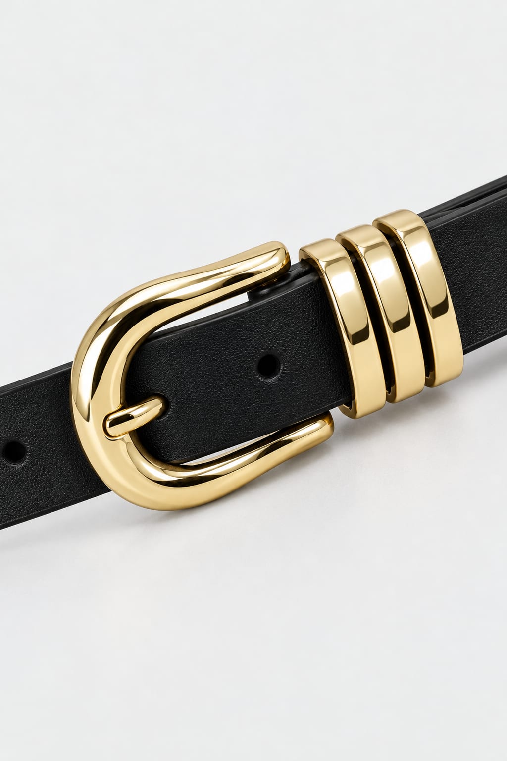 Belt | Black Triple-Loop Gold-Buckle