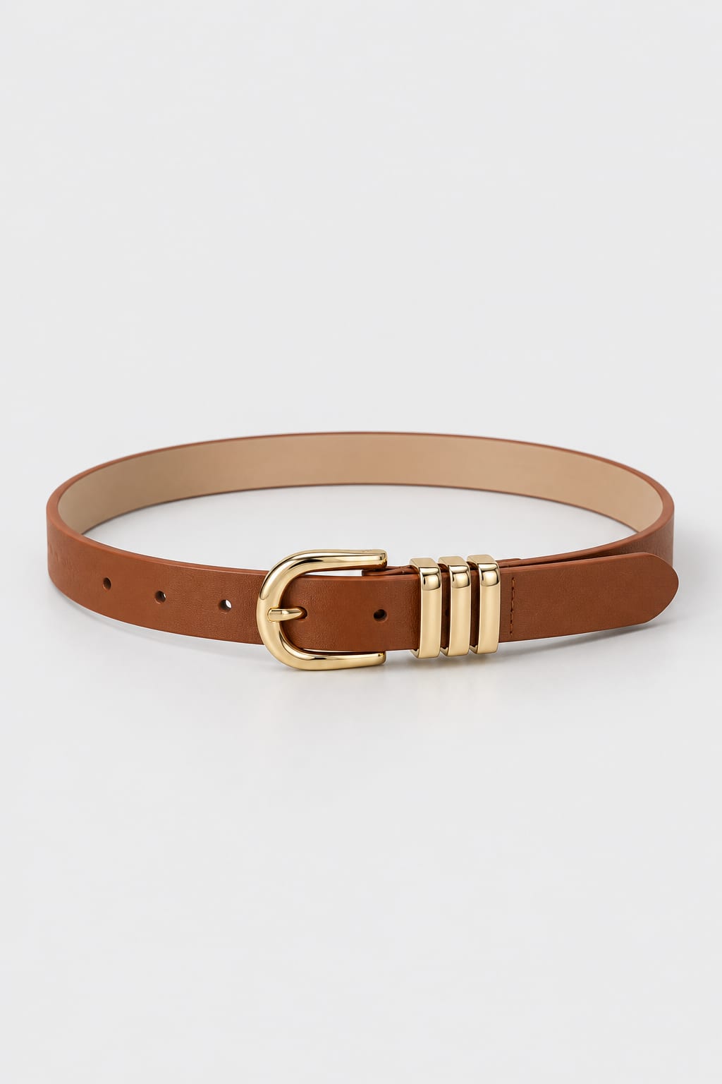 Belt | Tan Triple-Loop Gold-Buckle