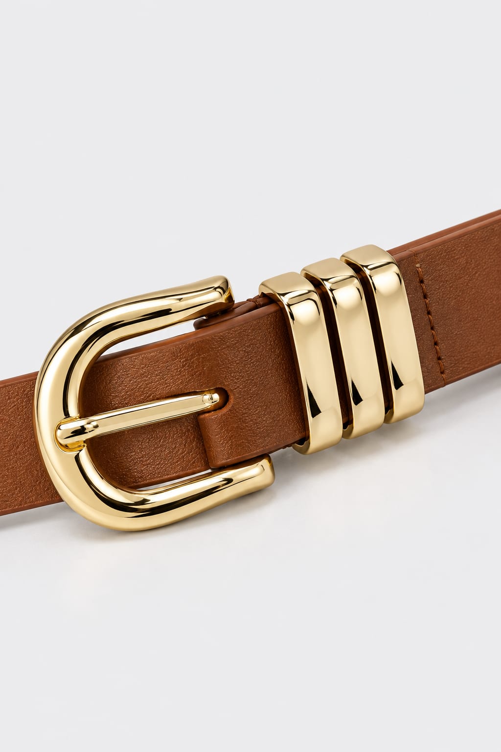 Belt | Tan Triple-Loop Gold-Buckle