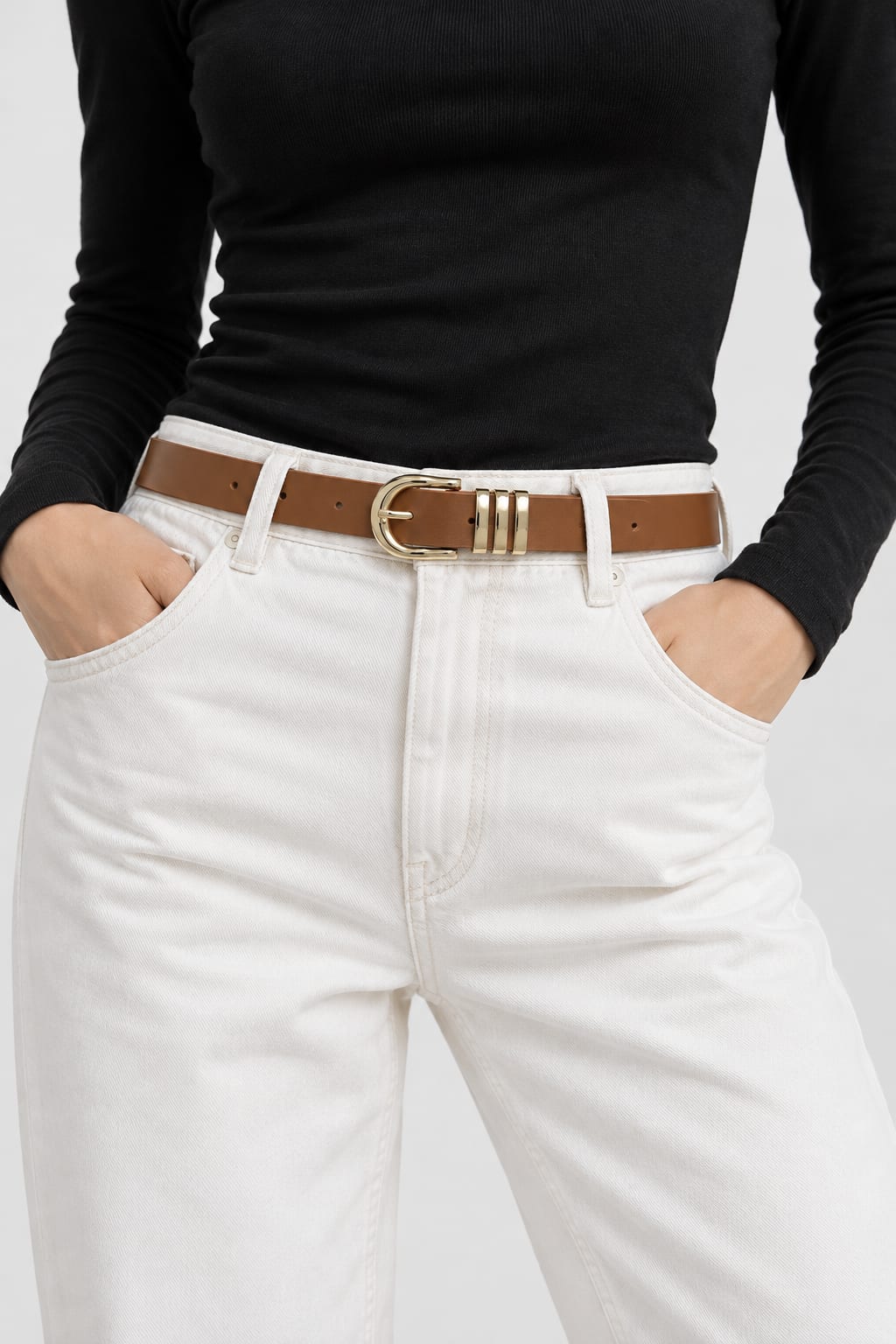 Belt | Tan Triple-Loop Gold-Buckle