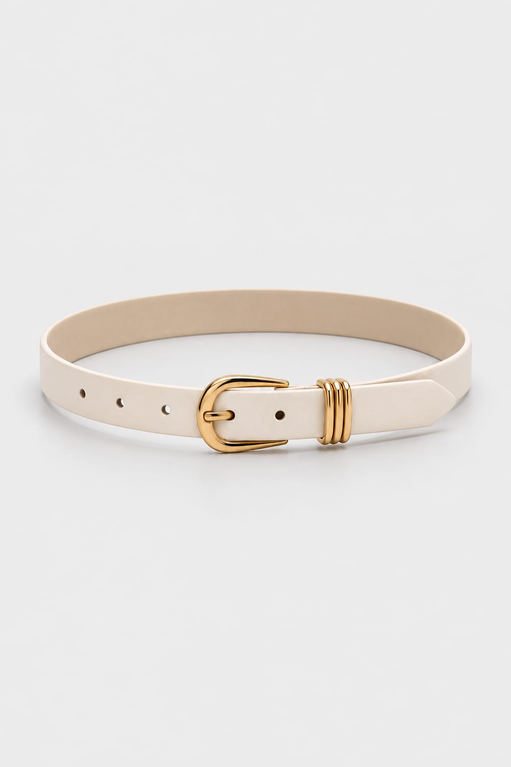 Belt | White Triple-Loop Gold-Buckle