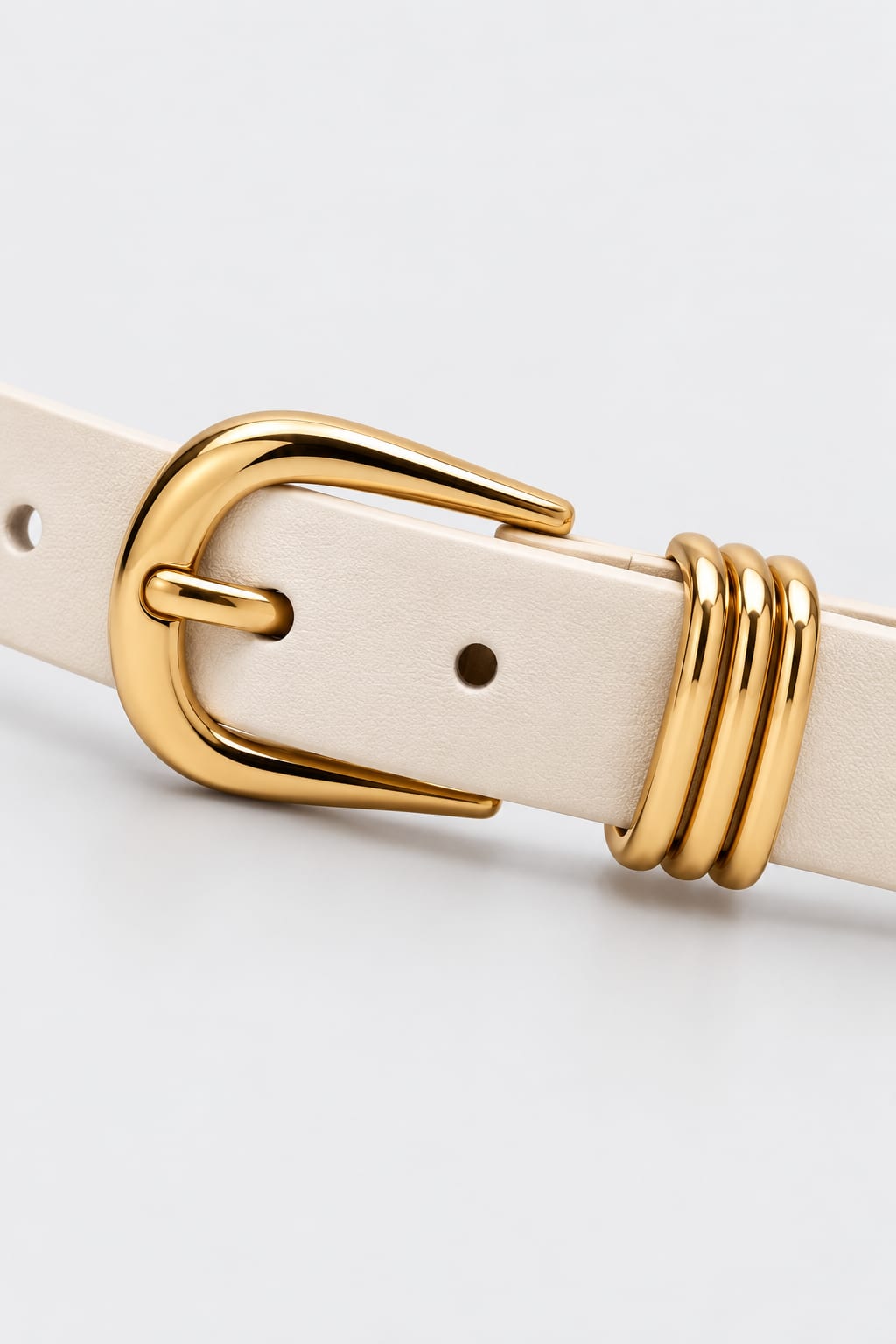 Belt | White Triple-Loop Gold-Buckle