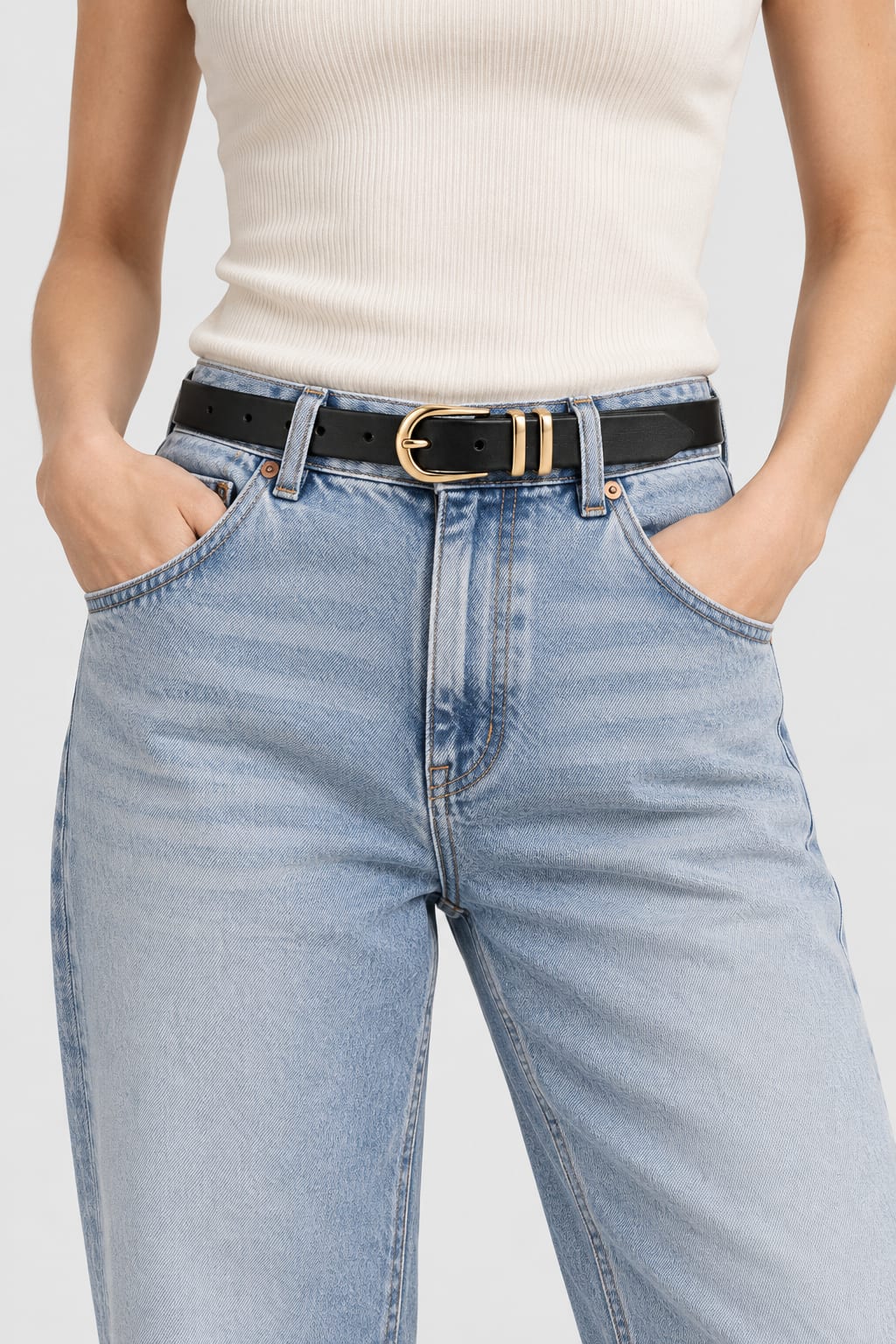 Belt | Black Oval Gold-Buckle