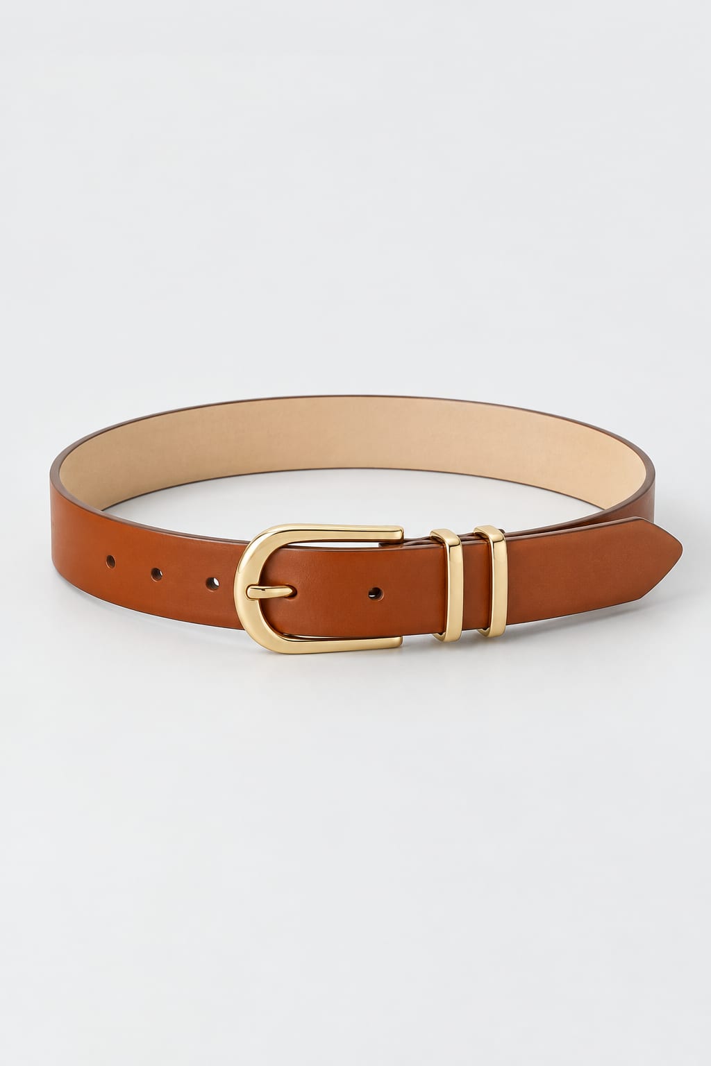 Tan Gold-Buckle Belt