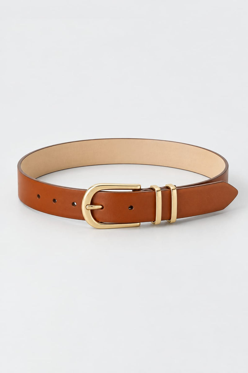 Belt | Tan Gold-Buckle Gold Belt CIZARO - Cizaro Jeans