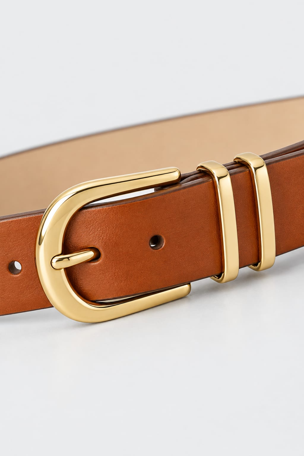 Tan Gold-Buckle Belt
