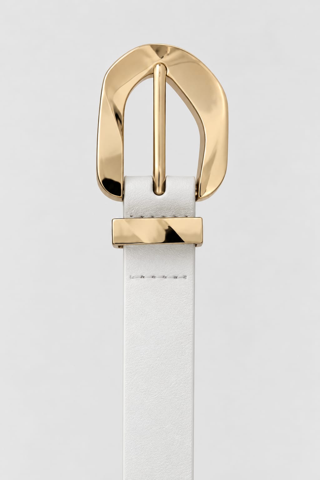 White Belt with Sculpted Gold Buckle
