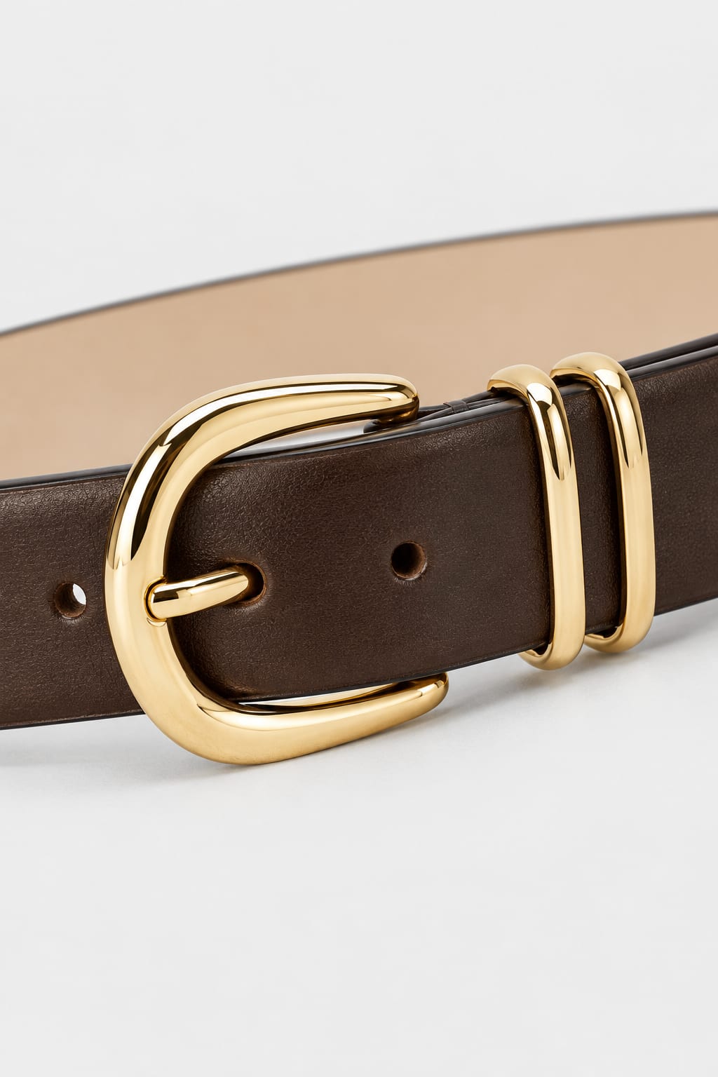 Belt | Brown Round Gold-Buckle