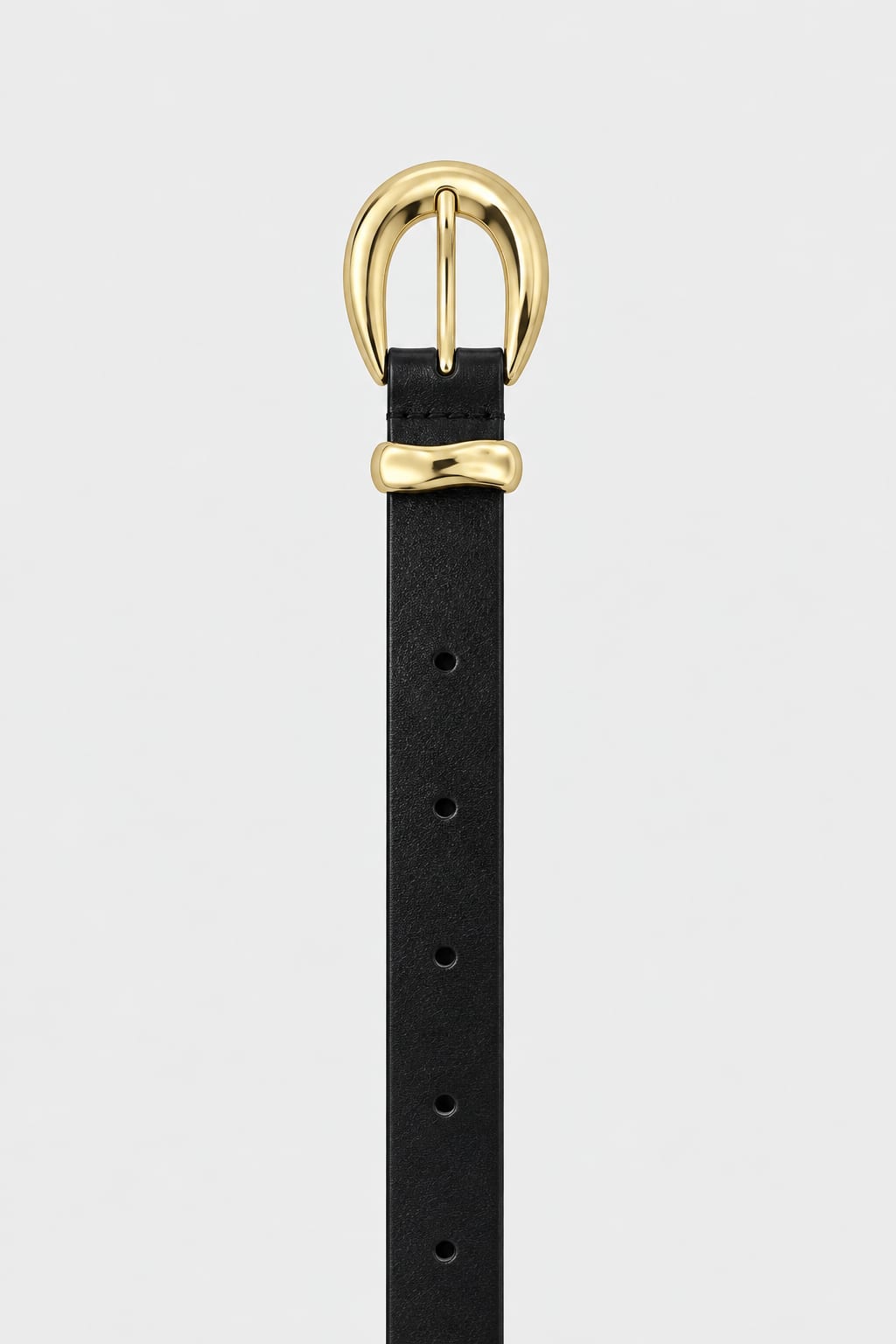 Belt | Black Sculpted Gold Oval Buckle