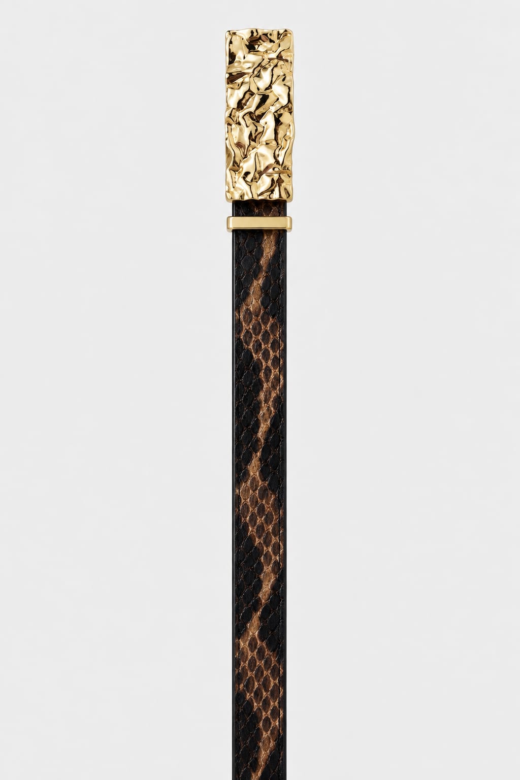 Belt | Snake Print Textured Gold-Buckle