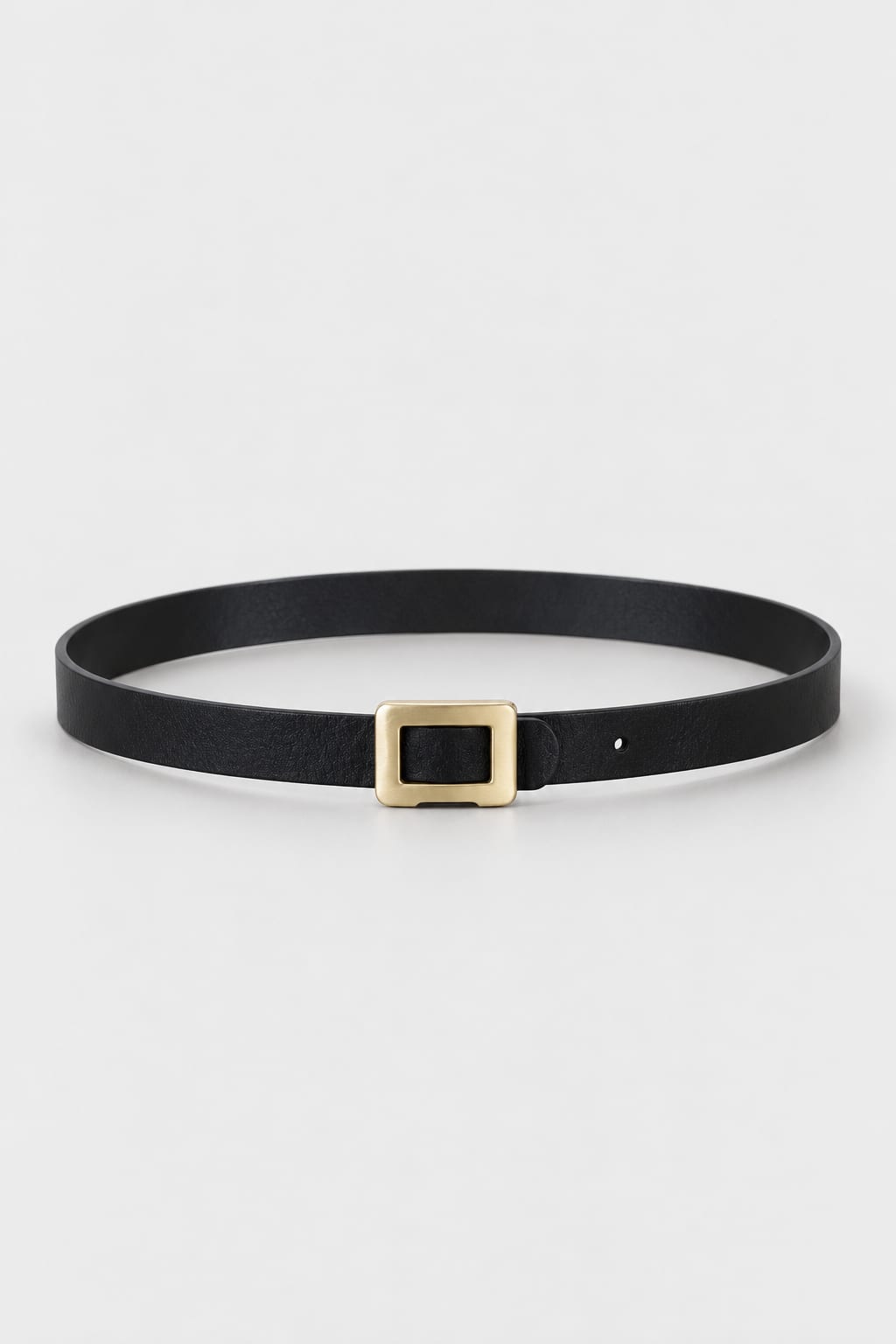 Black Slim Belt with Gold Square Buckle