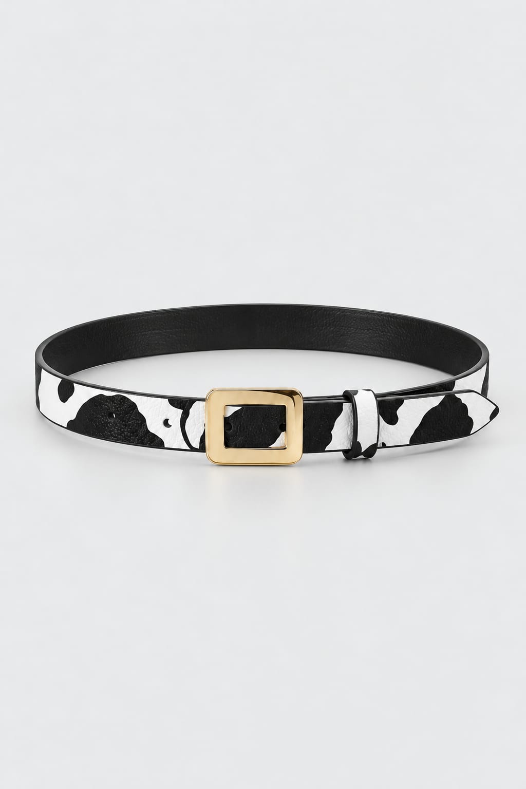 Cow Print Gold-Buckle Belt –