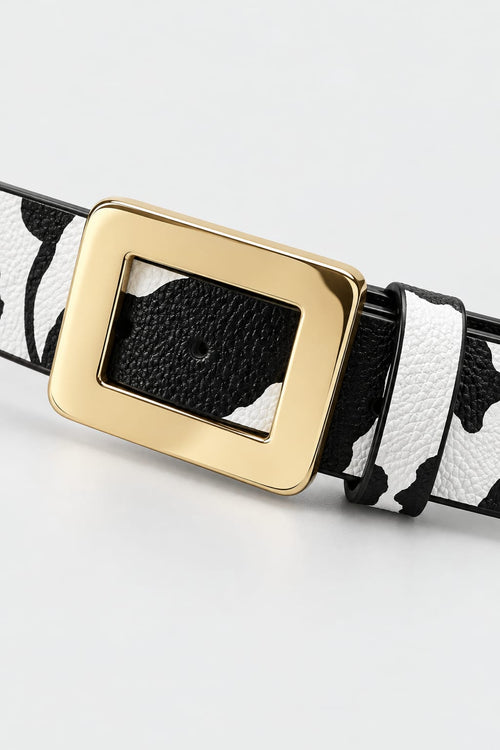 Cow Print Gold-Buckle Belt –