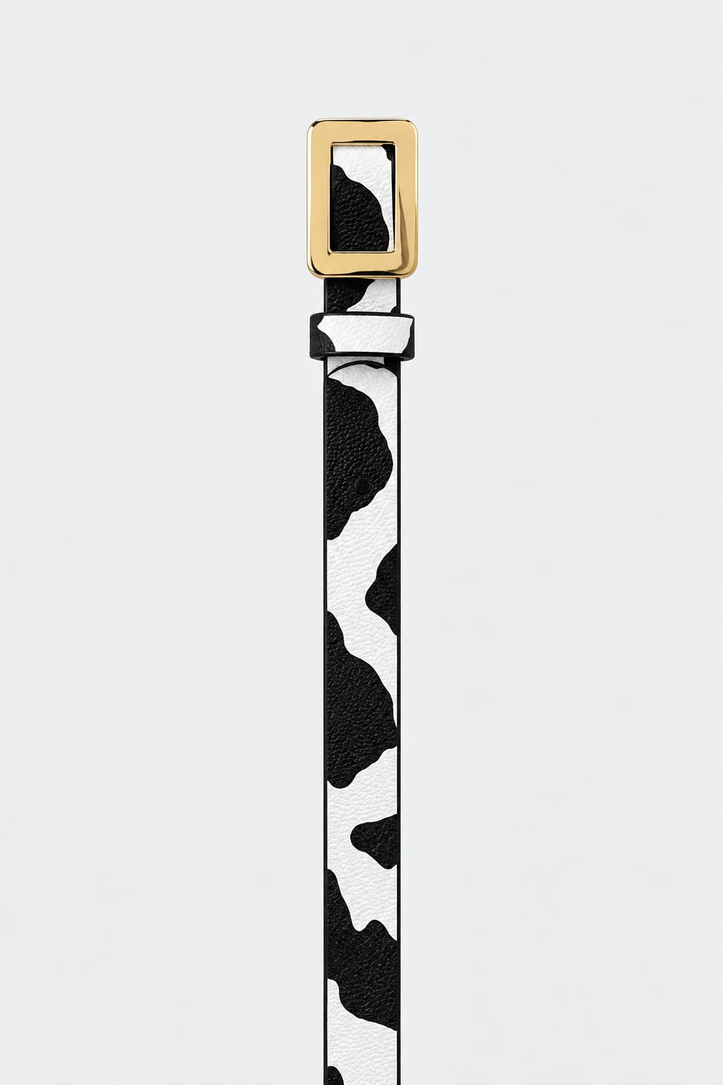 Cow Print Gold-Buckle Belt –