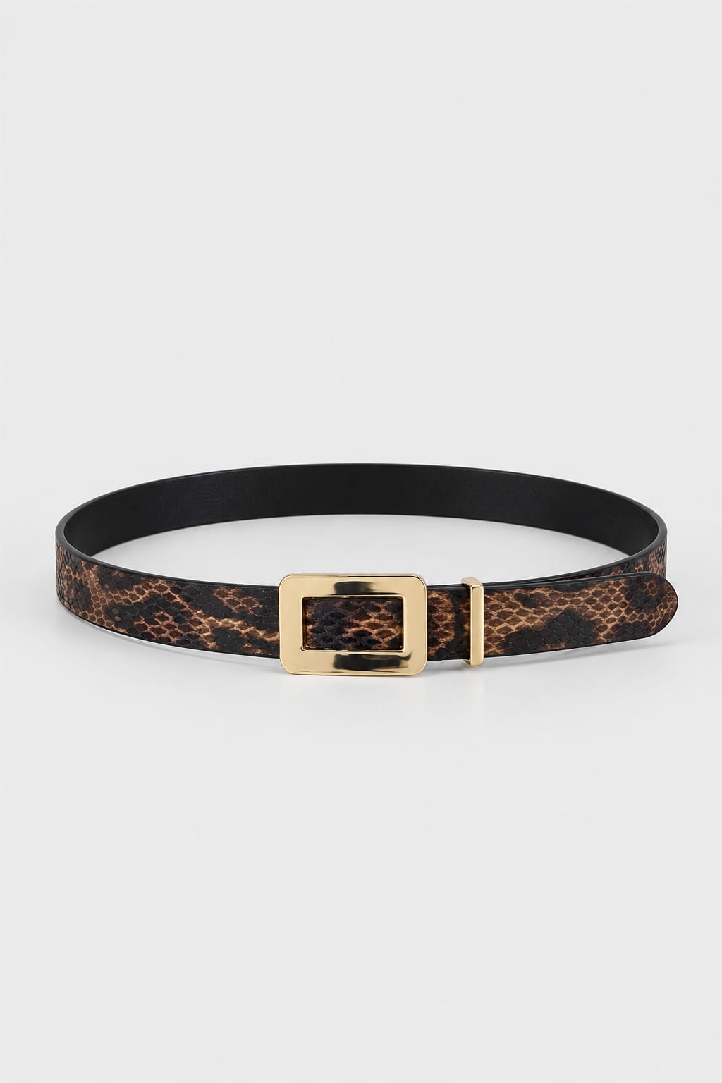 Snake Print Gold-Buckle Belt