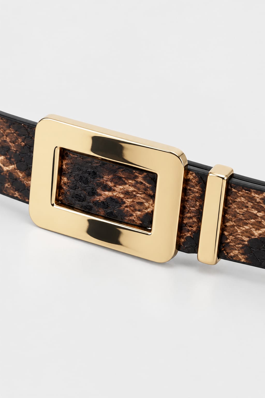 Snake Print Gold-Buckle Belt