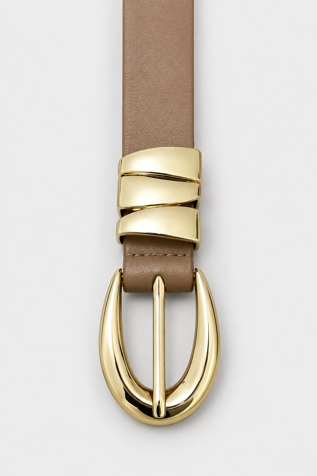 Belt | Brown Slim Gold Round Buckle