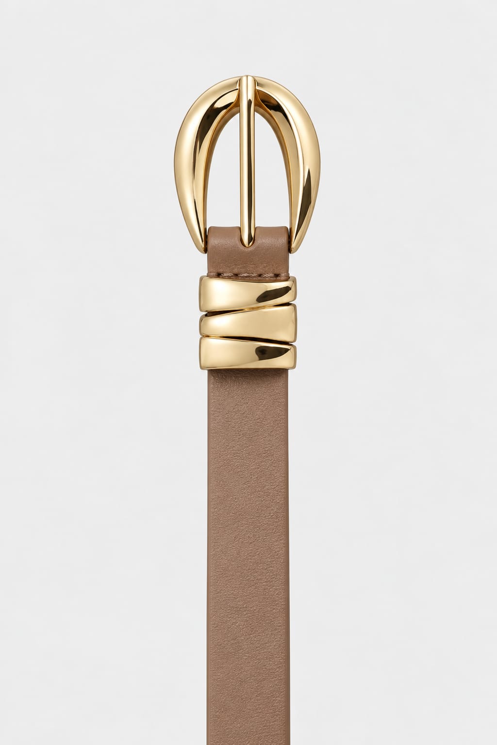 Belt | Brown Slim Gold Round Buckle
