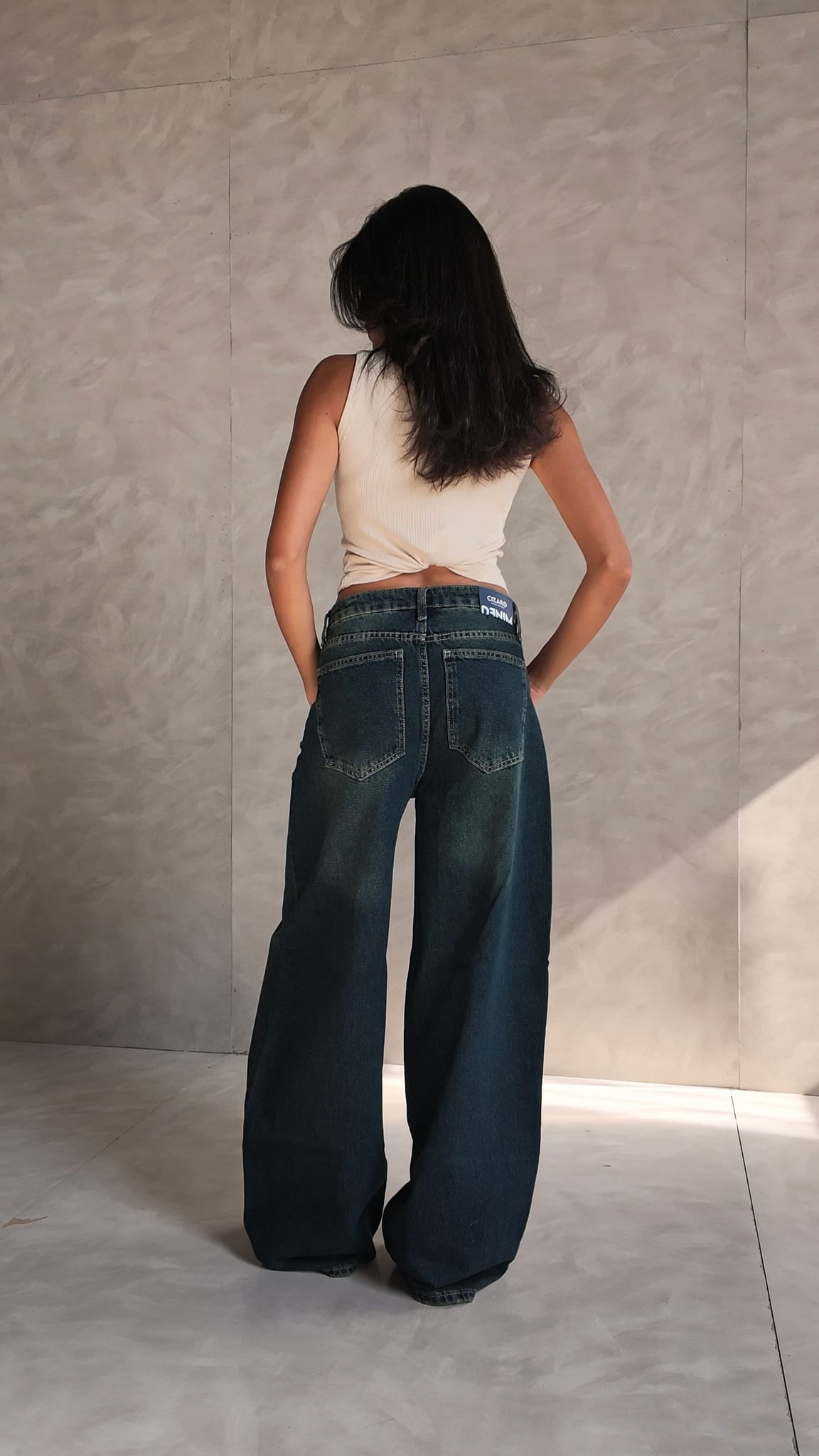Baggy Barrel High waist Deep vintage blue jeans