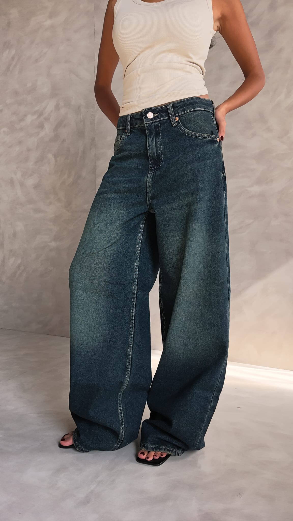 Baggy Barrel High waist Deep vintage blue jeans