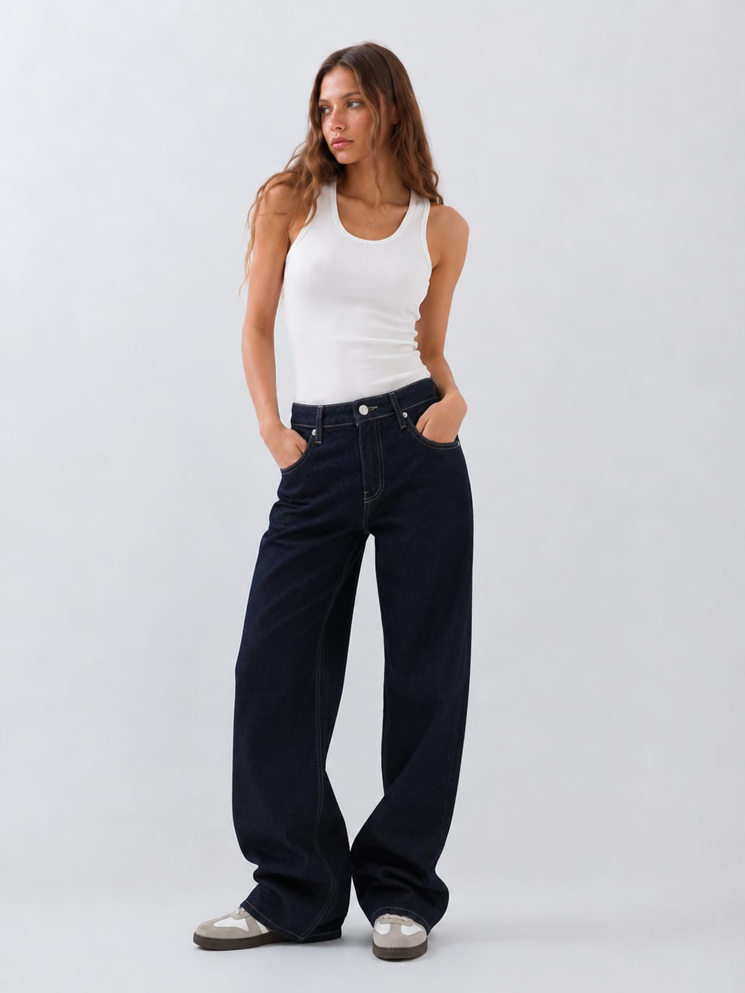 Baggy High-Waist Dark Indigo Jeans
