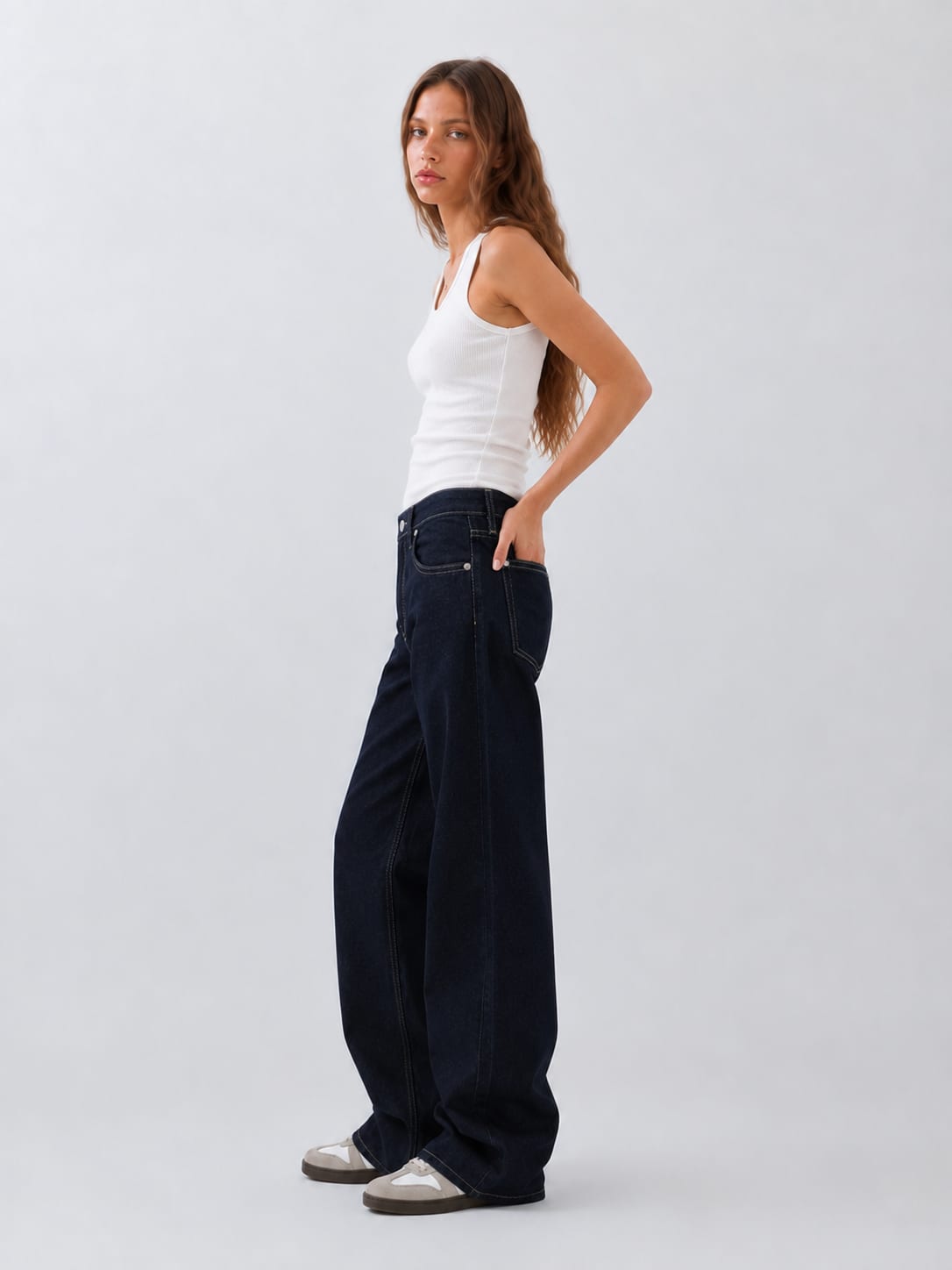 Baggy High-Waist Dark Indigo Jeans