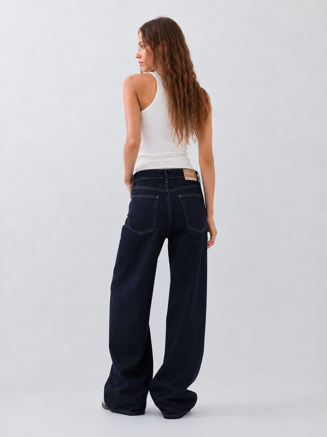 Baggy High-Waist Dark Indigo Jeans