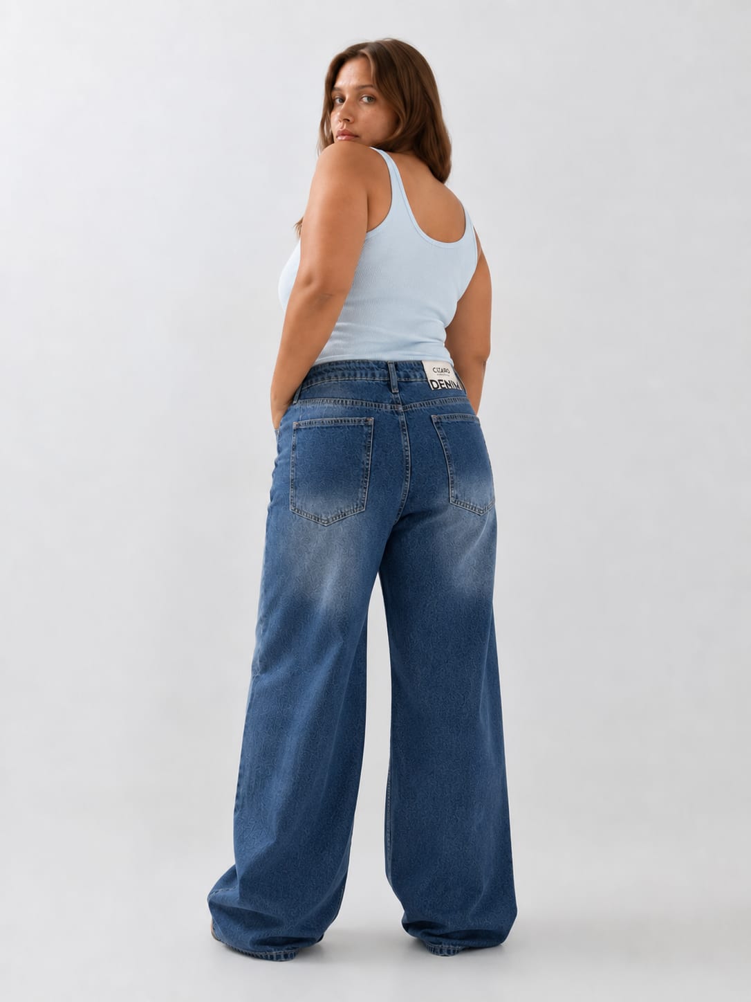 Curvy Baggy – High-Waist Light Vintage Blue Jeans Baggy CIZARO - Cizaro Jeans