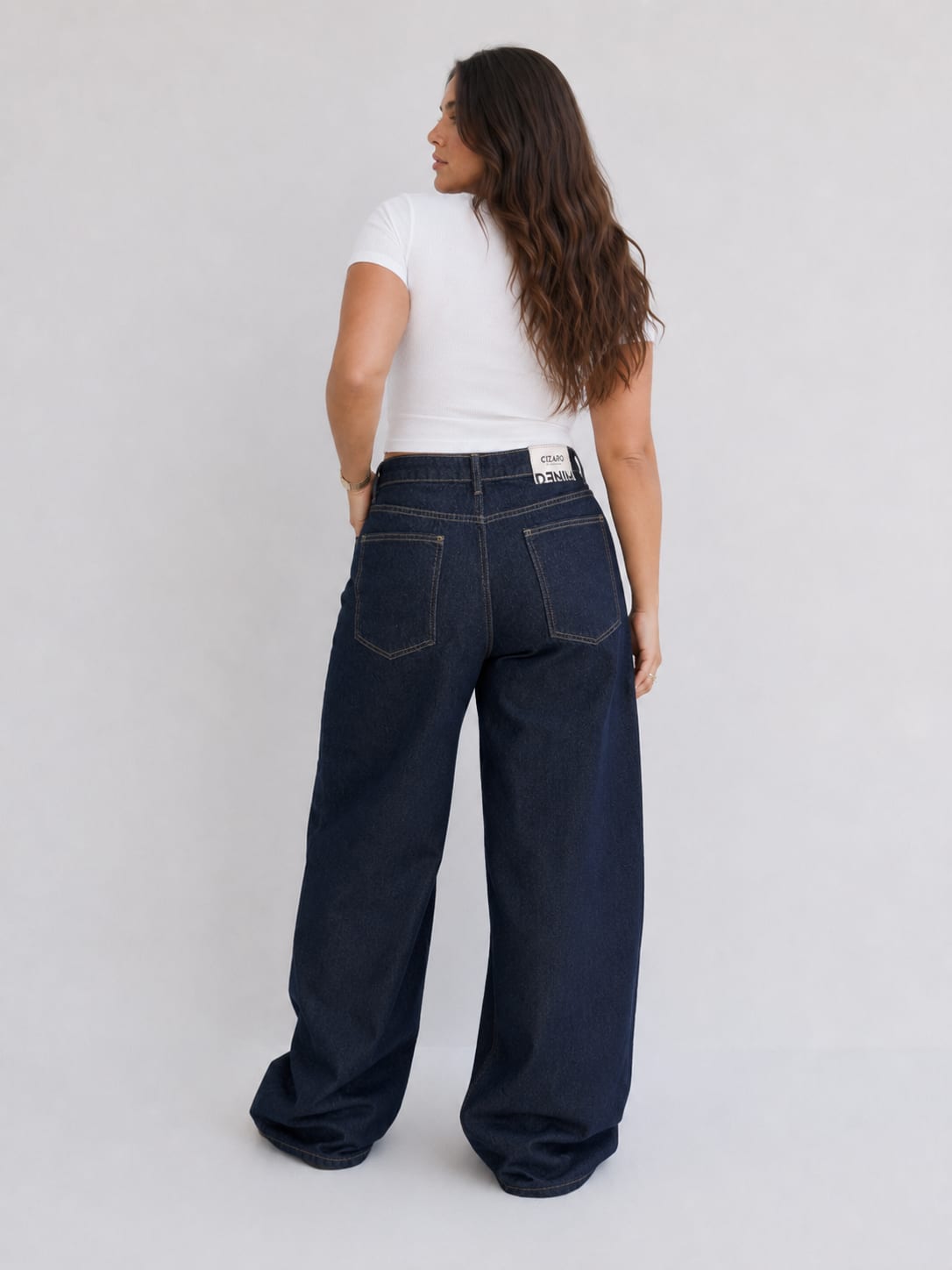 Curvy Baggy – High-Waist Raw Denim Jeans Baggy CIZARO - Cizaro Jeans