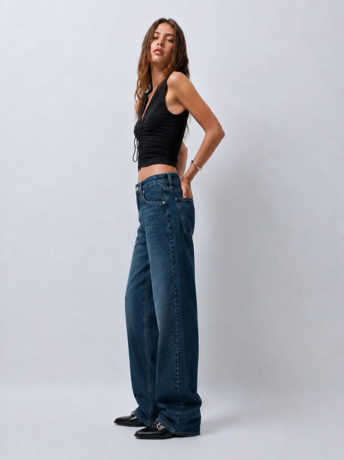 Women Baggy High Waist Mid Vintage Blue Jeans Baggy CIZARO - Cizaro Jeans