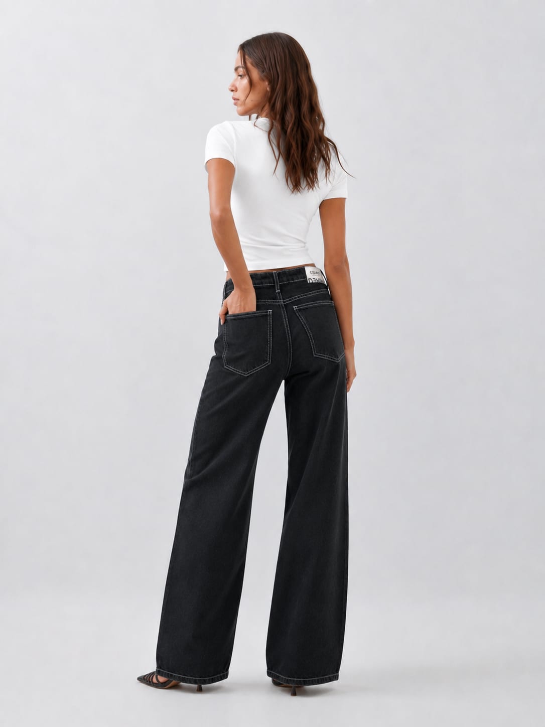 Baggy Mid-Waist Washed Black Jeans Baggy CIZARO - Cizaro Jeans