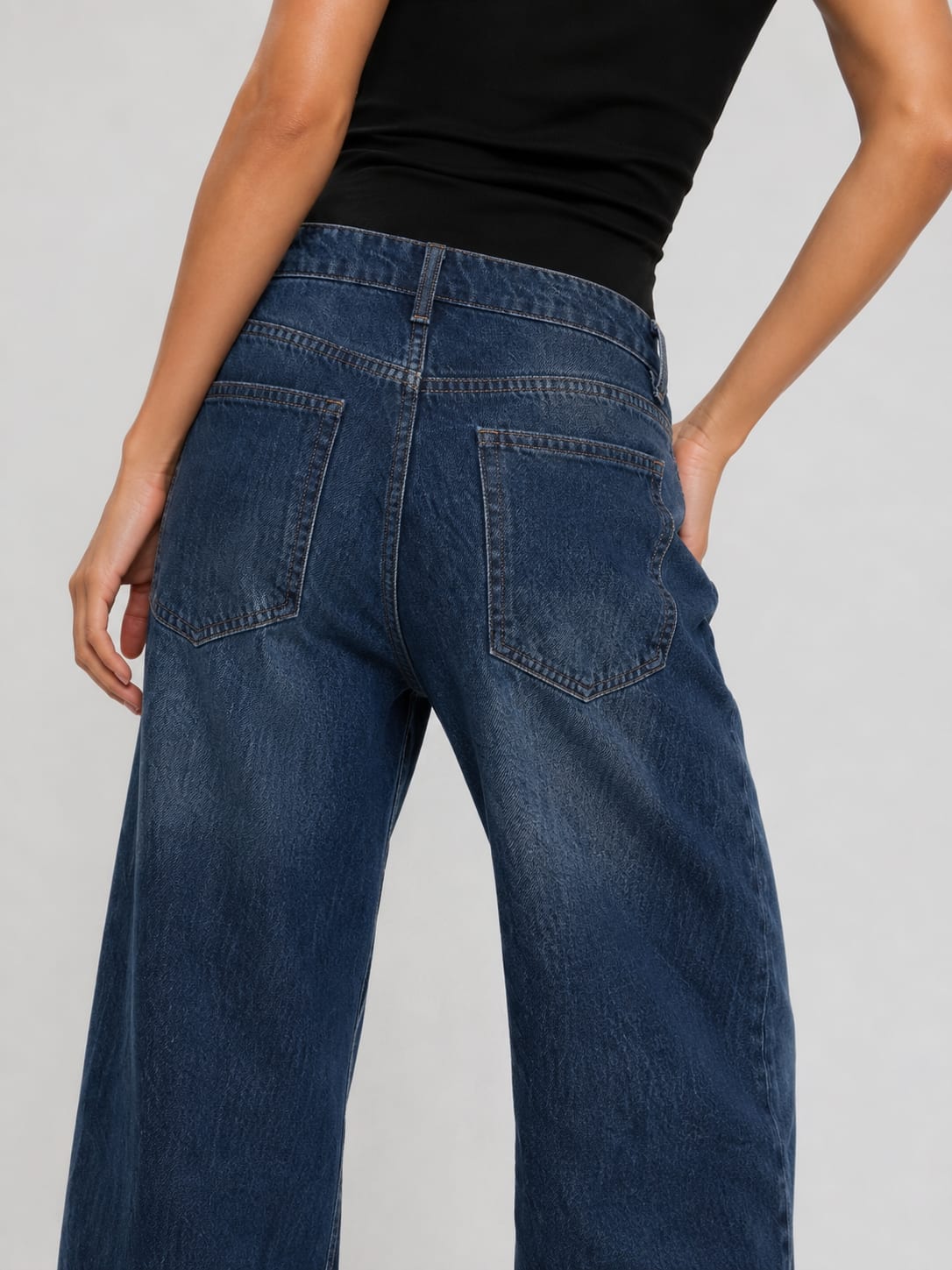 Baggy Low-Waist Dark Vintage Blue Ripped Jeans